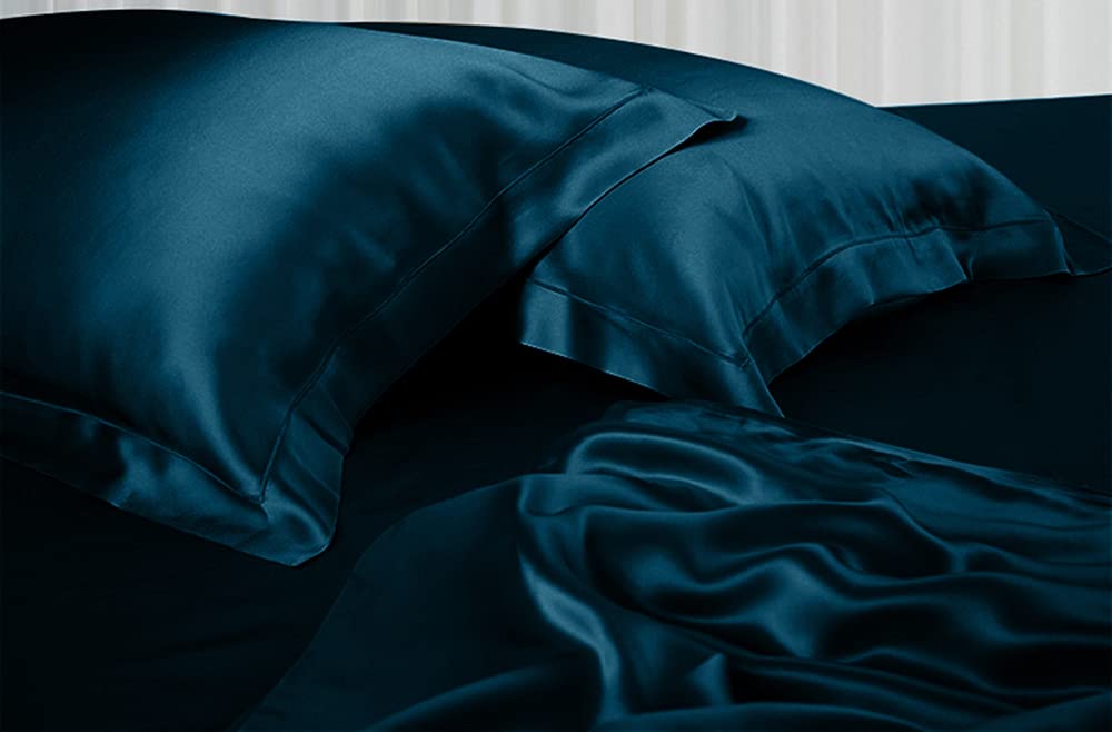 Orose Premium 25 Momme 100% Mulberry Silk Sheets Set - 6A Grade Luxury Deep Pocket Bedding for California King Size (Peacock Blue) | Soft & Breathable for All-Season Comfort, Perfect for Hot Sleepers & Sensitive Skin