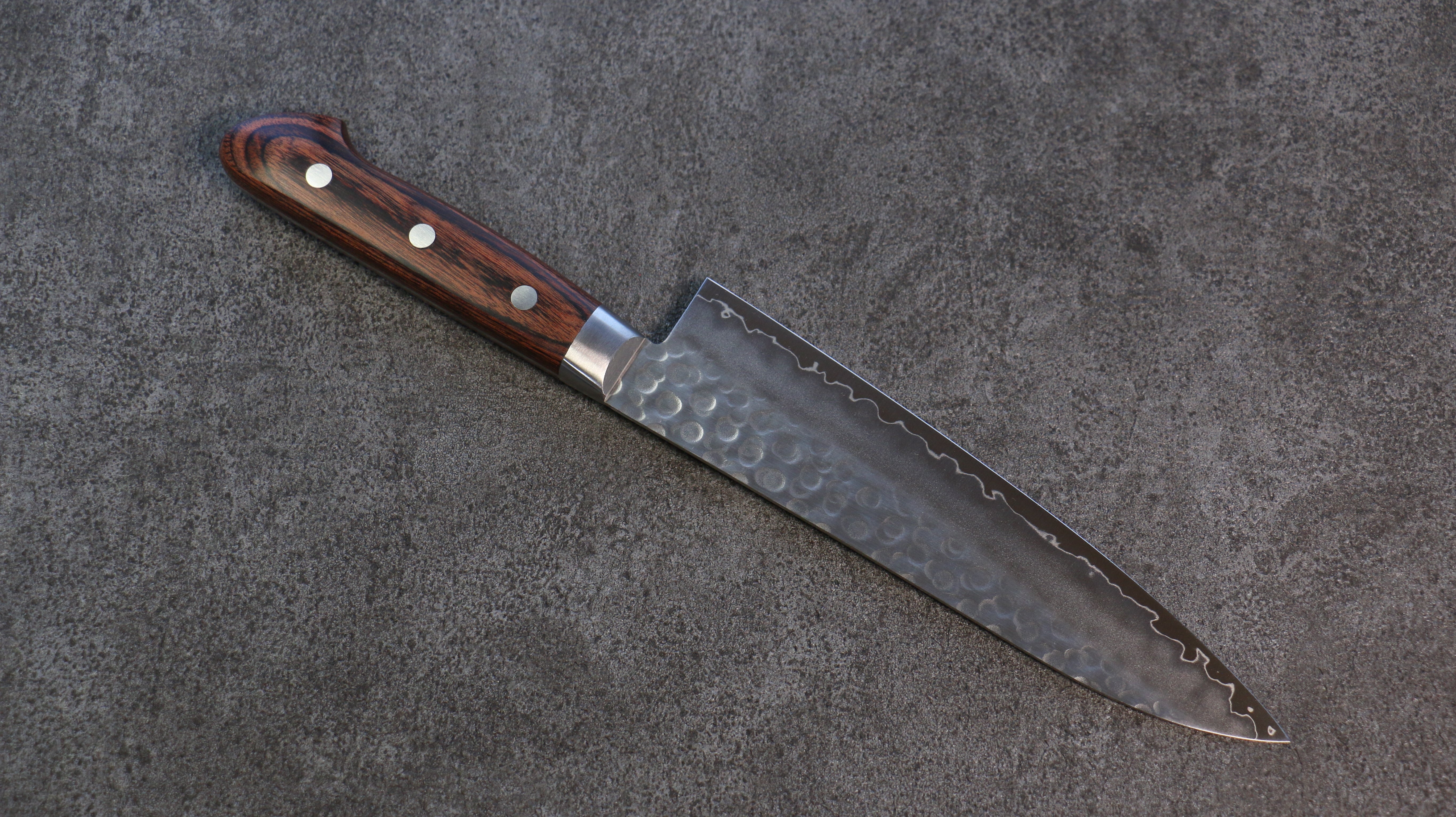 Seisuke Swedish Steel Hammered Gyuto Knife 180mm with Mahogany Handle - Premium Japanese Chef Knife for Slicing, Dicing & Chopping - Perfect for Home Cooks & Professional Chefs