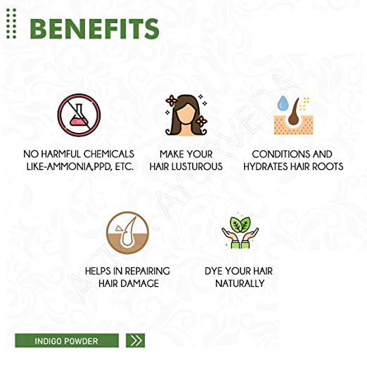 Organic Indigo Powder for Hair - 100% Natural & Pure Ayurvedic Hair Dye for Black Hair | Safe & Chemical-Free Herbal Hair Color for Gray Coverage & Natural Styling