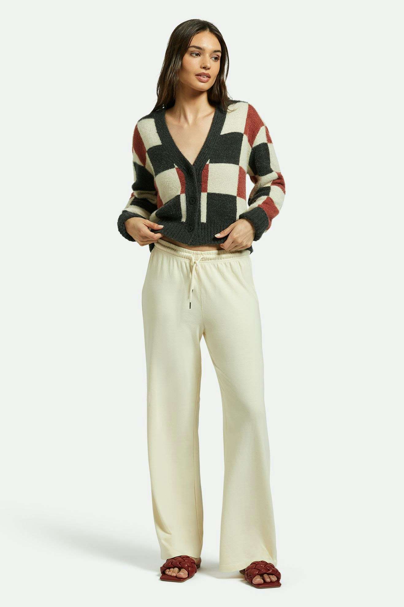 Carefree Organic Garment-Dyed Lounge Pants for Women - Soft Comfortable Elastic Waist Joggers - White Smoke (Perfect for Yoga, Lounging & Casual Wear)