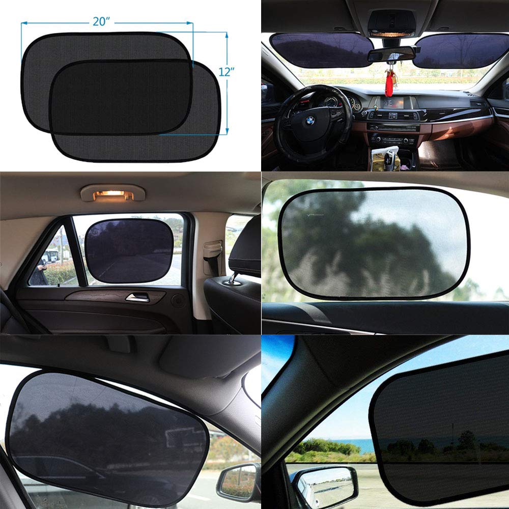 ANKIA 2 Pack Static Cling Car Window Shades for Front & Rear - UV Protection Polyester Mesh Sun Shades for Baby & Kids - Perfect for Road Trips, Summer Driving & Family Travel