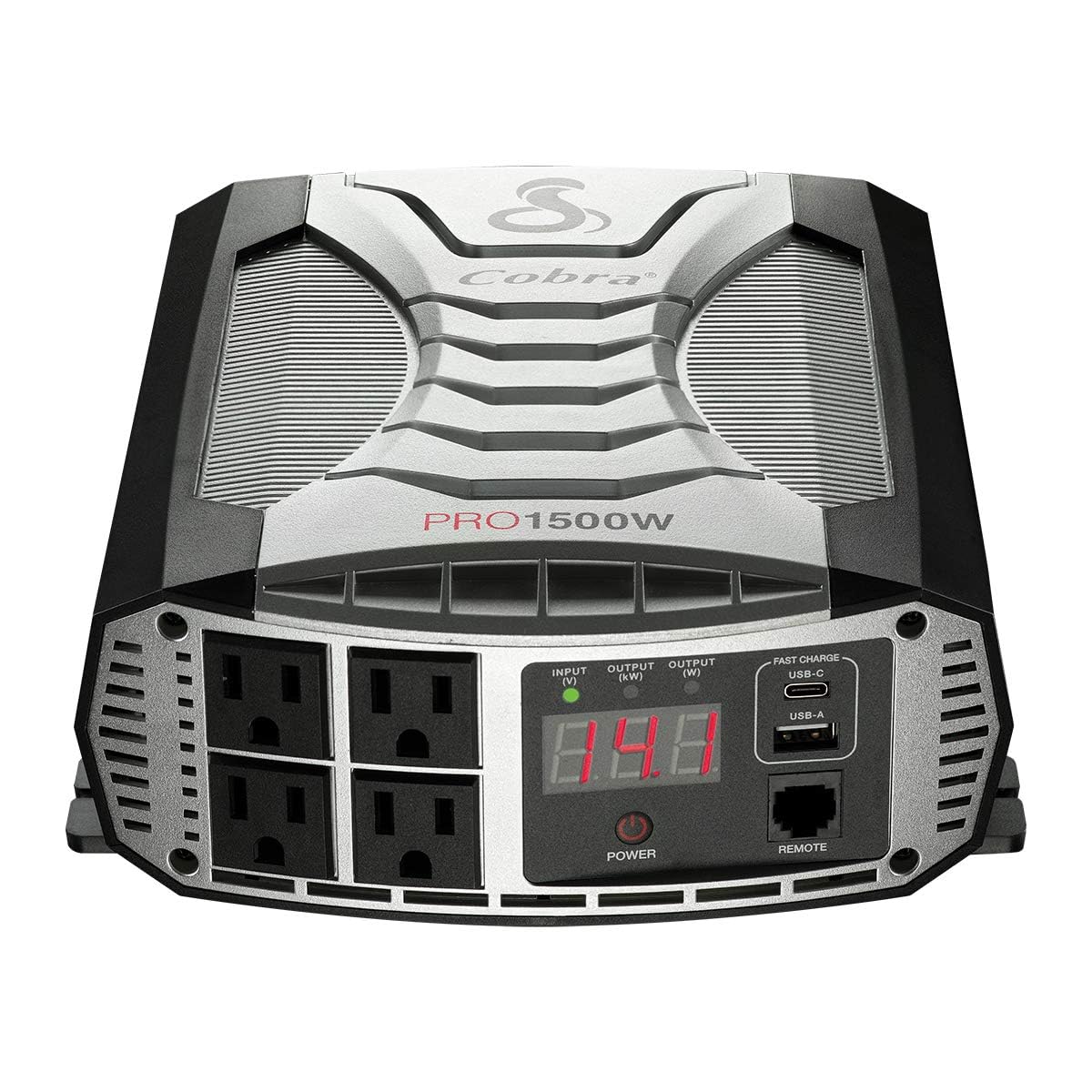 Cobra PRO 1500W Professional Grade Power Inverter - 1500 Watt Car Charger with 4 AC Outlets, 2 USB Fast Charge Ports & Remote Control (CPIALCDG1) | Perfect for Road Trips, Camping & Emergency Power Backup
