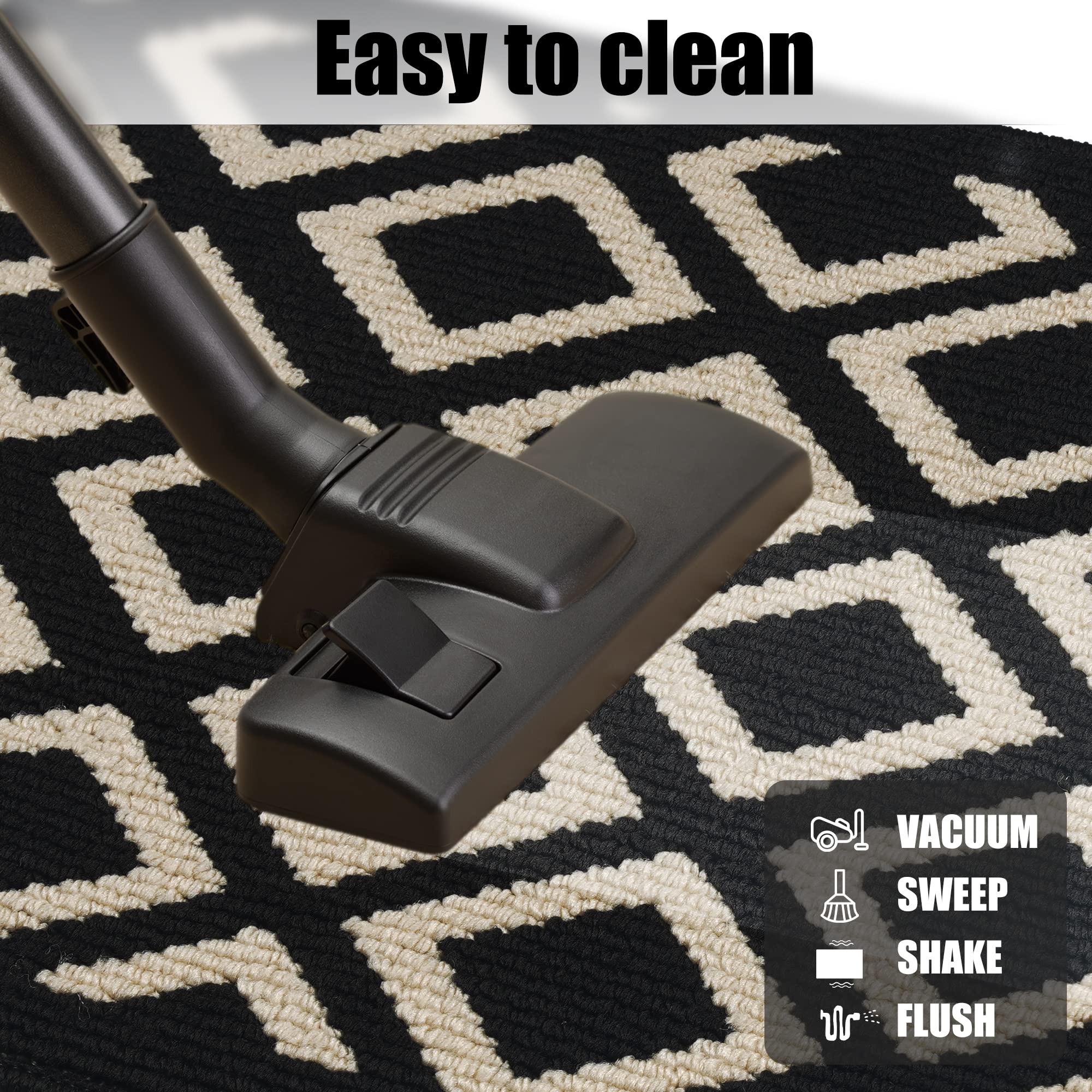 32x40 Inch Non-Slip Indoor Outdoor Welcome Doormat - Machine Washable Low Profile Entrance Rug for Front Door, Entryway - Black & White - Perfect for Home, Office, Apartment & Patio Use