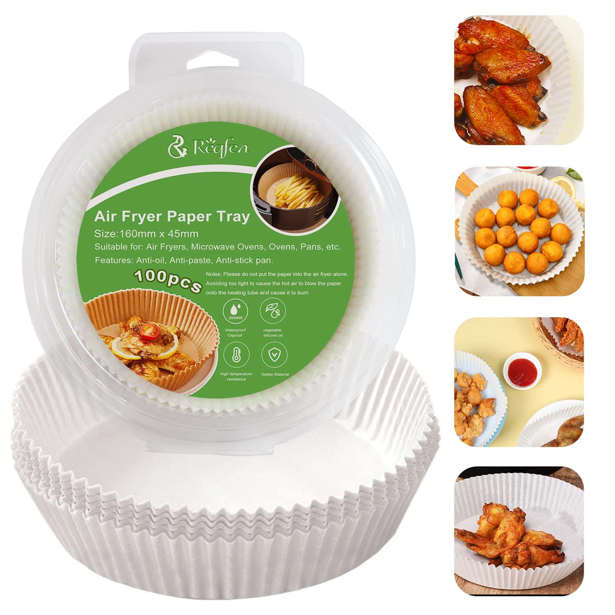 Non-Stick Air Fryer Disposable Paper Liners - 100PCS 6.3 Inch Round Parchment Baking Sheets for Air Fryer, Microwave, Oven & Frying Pan | Oil-Proof, Waterproof, Food Safe | Perfect for Roasting, Baking & Reheating Meals