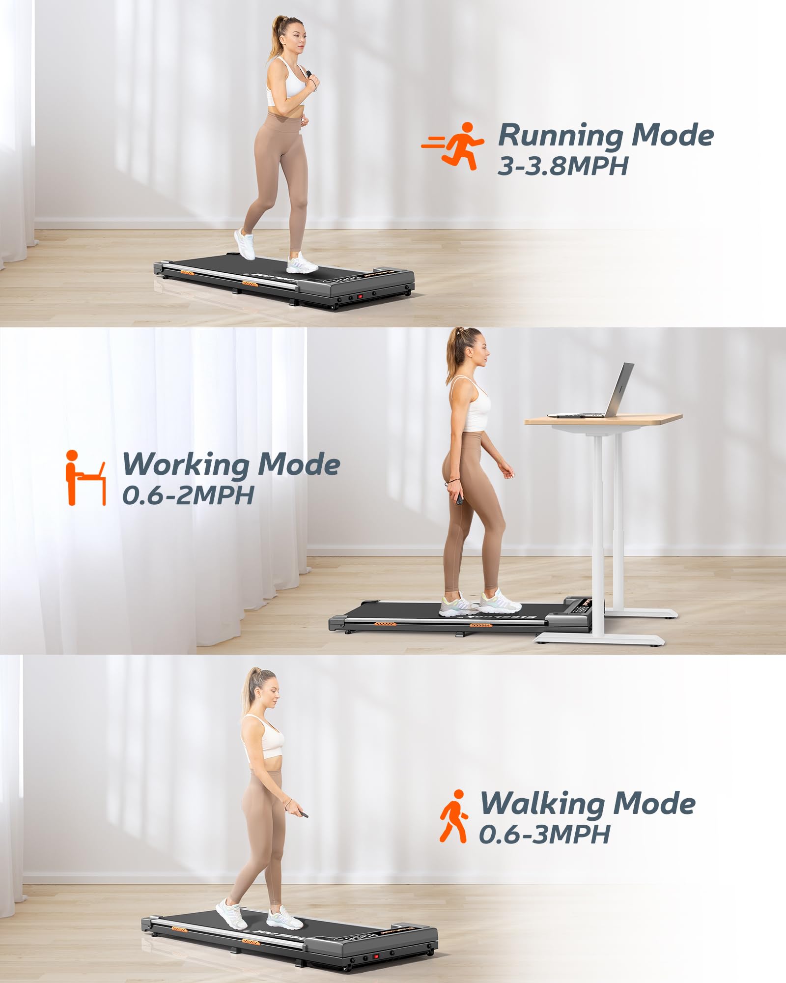 Elseluck 2-in-1 Under Desk Treadmill with Remote Control - Portable Walking Pad for Home & Office Use, LED Display Jogging Machine - Perfect for Workouts, Small Spaces & Home Office Fitness