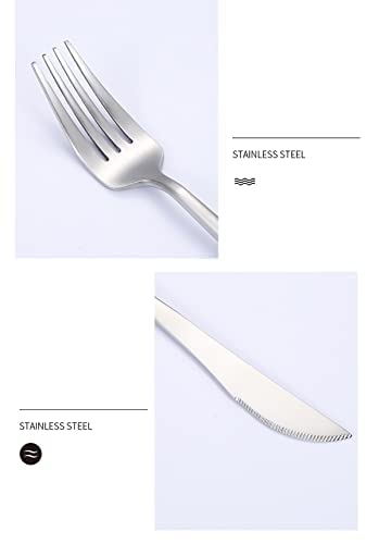 40-Piece Stainless Steel Silverware Set for 8 - Includes Steak Knives, Spoons & Forks - Elegant Polished Flatware Cutlery Set - Dishwasher Safe Kitchen & Dining Tableware - Perfect for Dinner Parties, Restaurants & Everyday Use