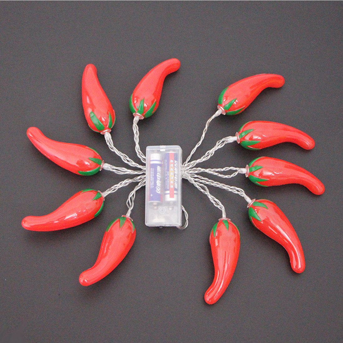 10 LED Red Chili Battery Operated String Lights - 5.5ft Decorative Lights for Home, Garden, Patio, Party & Wedding Decor | Perfect for Christmas, Chinese New Year, Spring Festival & Outdoor Festivities
