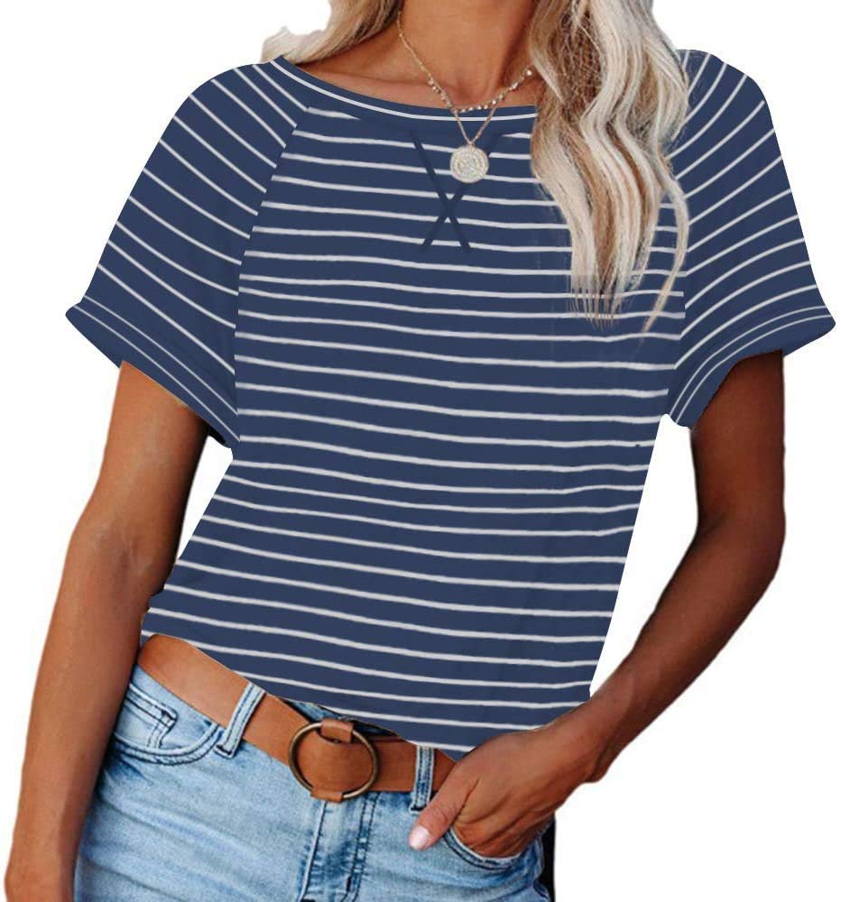 FMCHICO Women's Short Sleeve Color Block T-Shirt - Casual Loose Fit Raglan Tee Tunic Top for Summer, Workout & Everyday Wear
