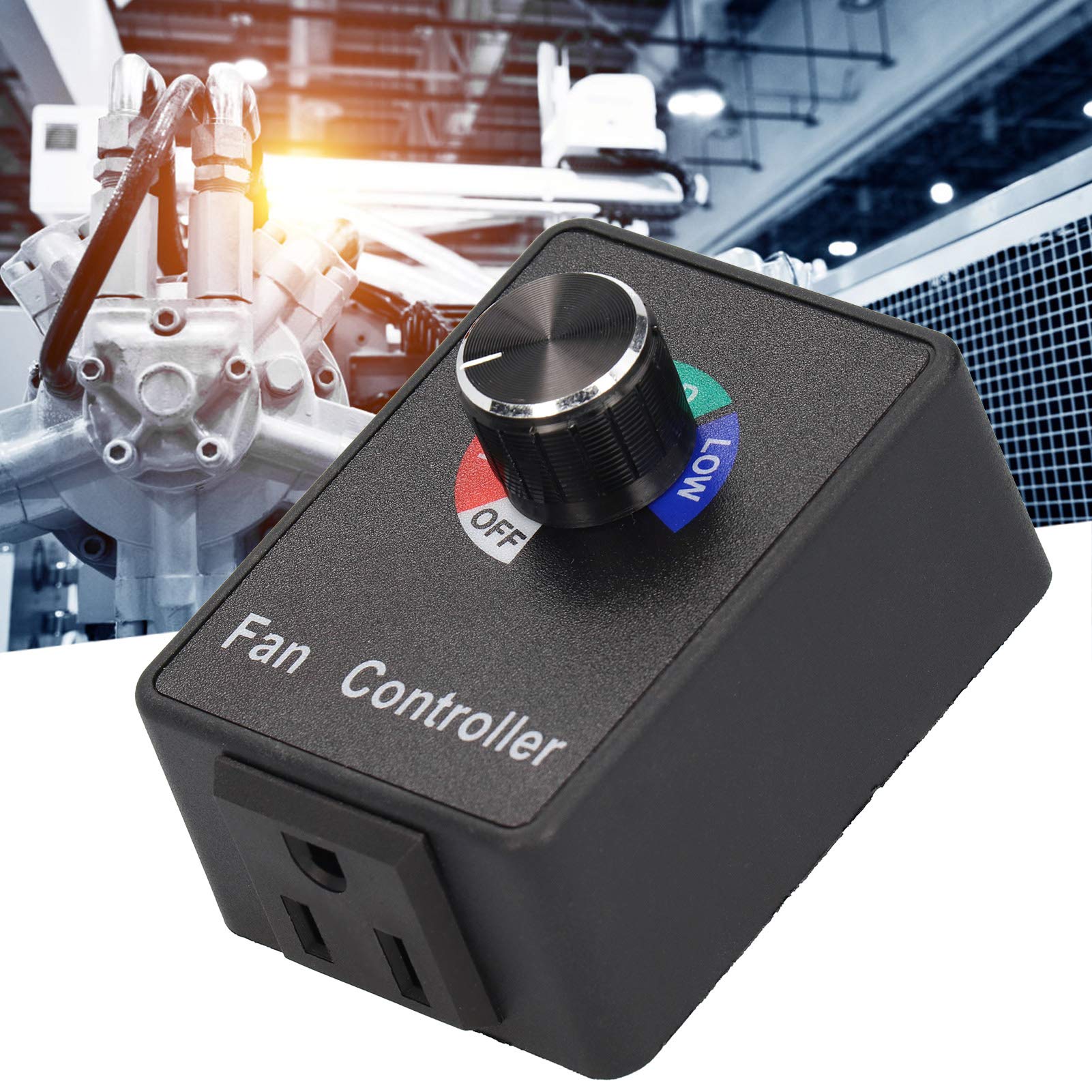 Variable Fan Speed Controller for HVAC & Ventilation - Stepless Adjuster with Pointer Display for Duct, Inline Fans & Blowers (120V) - Perfect for Home, Office & Industrial Ventilation Systems