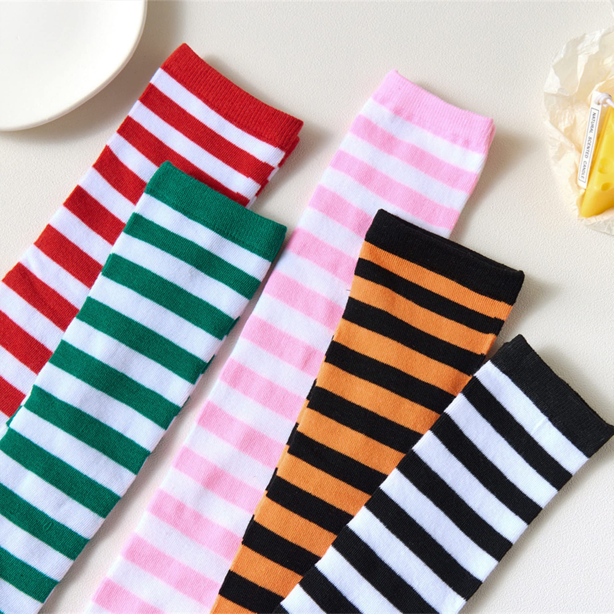 Women's Knee High Athletic Socks - Striped Running & Baseball Socks for Outdoor Sports