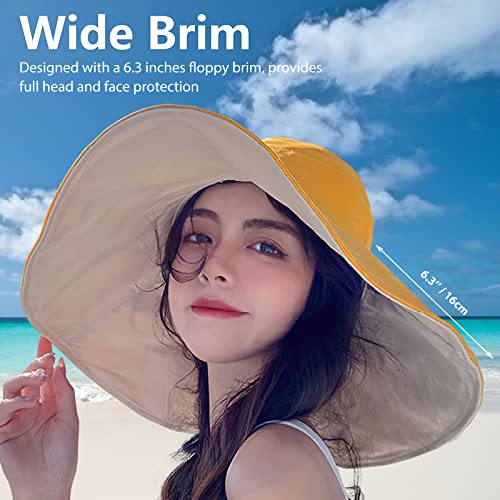 Women's Wide Brim Sun Hat for Beach - UPF 50+ UV Protection Summer Straw Hat for Outdoor, Travel & Vacation