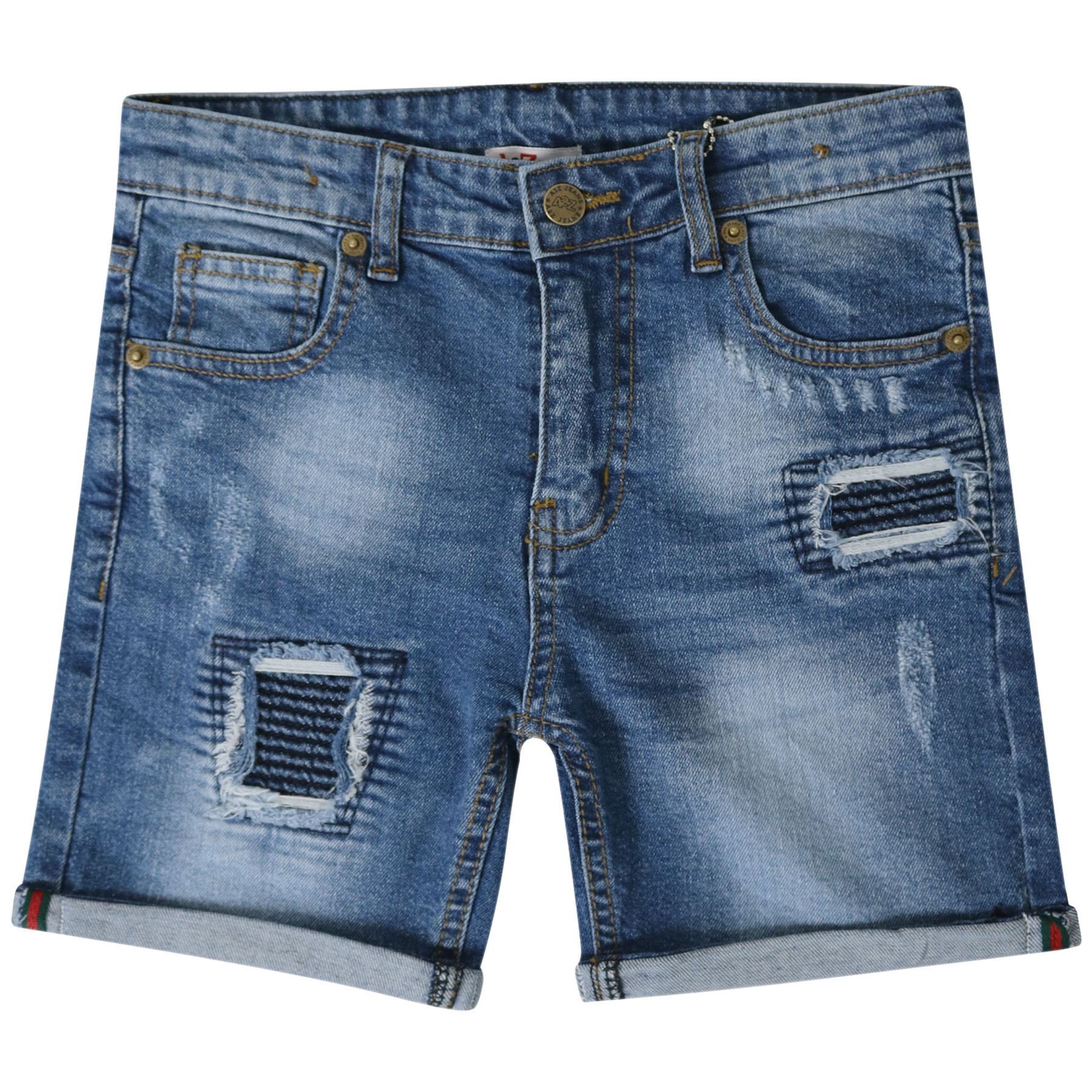 Boys' Ripped Mid Blue Denim Shorts - Comfortable Stretch Jeans Pants for Kids Ages 5-13 | Casual Summer Wear, Playdates & Outdoor Activities