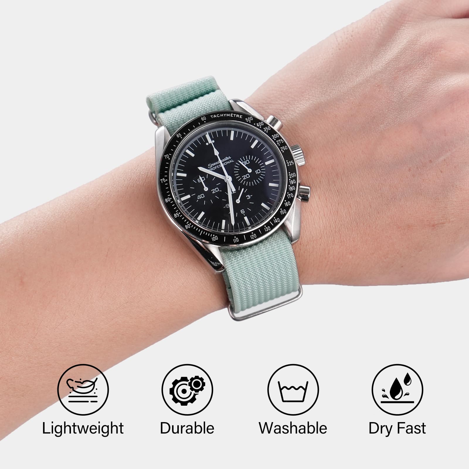 Nylon Watch Band 18mm 19mm 20mm 22mm 24mm - Waterproof Military Watch Straps with Stainless Steel Buckle for Men & Women - Perfect for Outdoor, Hiking, and Sports Activities