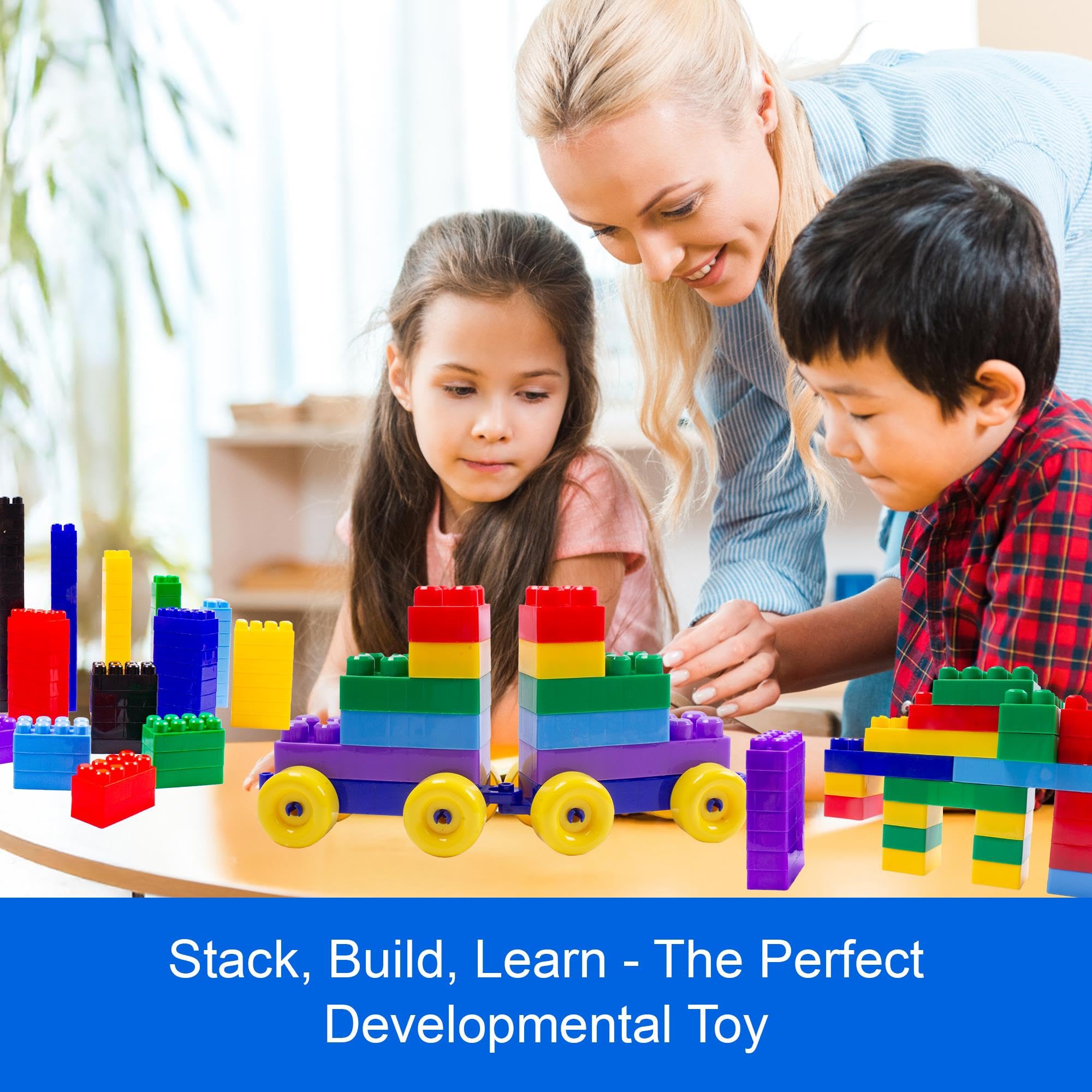 STEM Building Blocks for Toddlers (300 Pcs) - Educational Stacking Toys for Kids Ages 3+ | Perfect for Montessori Learning & Birthday Gifts