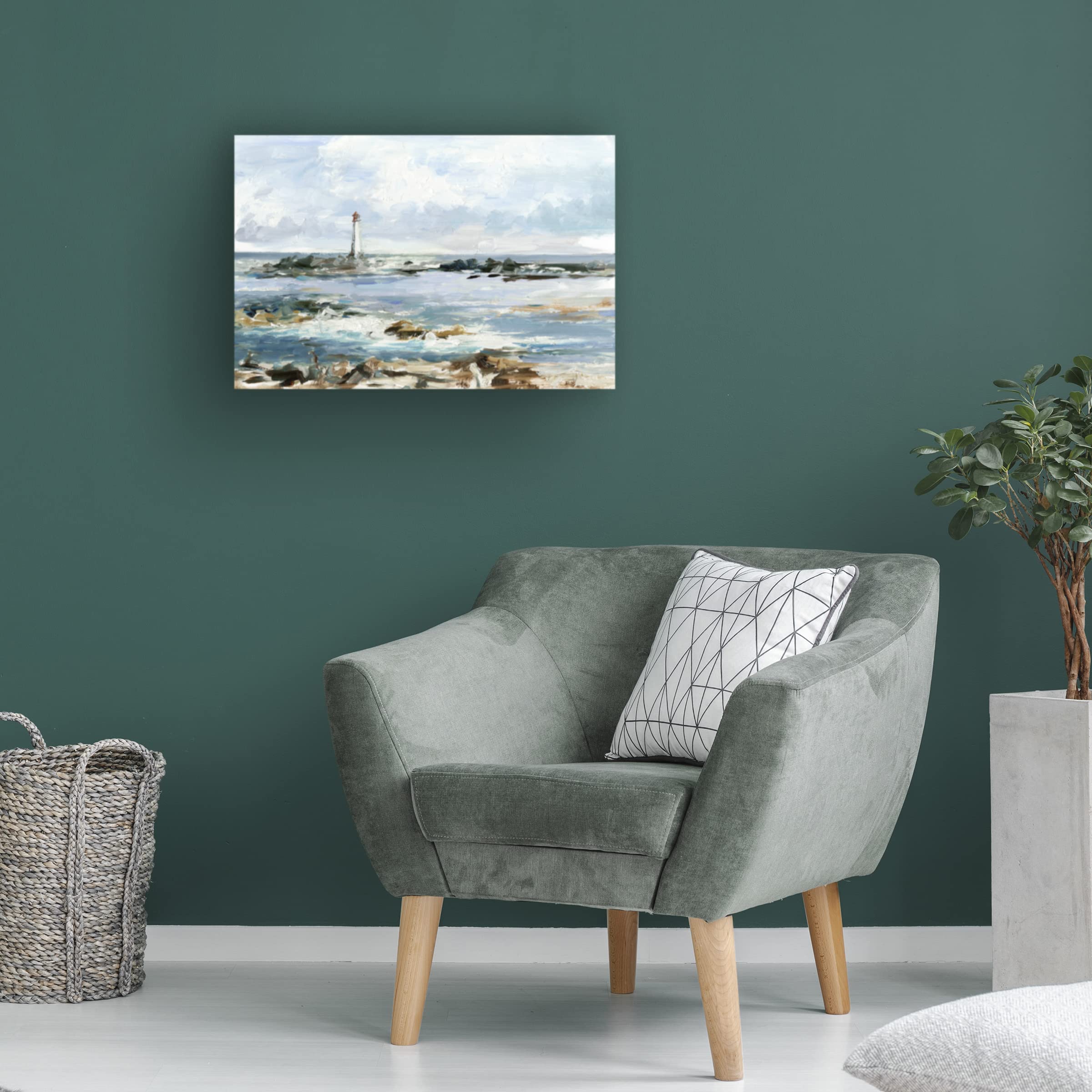 Ethan Harper 'Rocky Shore Coastline I' Canvas Wall Art Print - Coastal Beach Decor for Living Room, Bedroom & Office