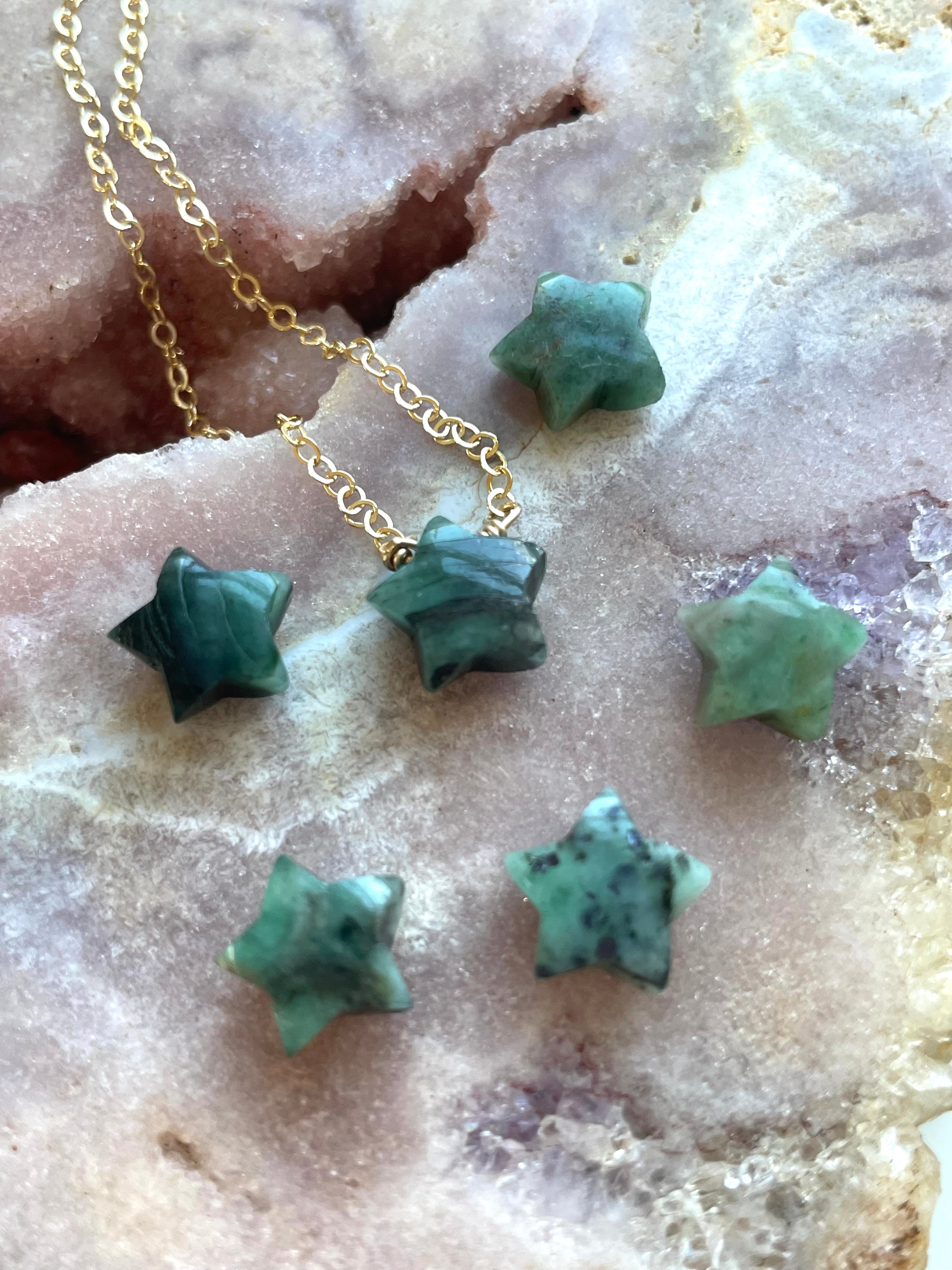 Emerald Star Pendant Necklace - 14K Gold Plated Elegant Jewelry for Women - Perfect Gift for Birthday, Anniversary & Valentine's Day - Ideal for Parties, Weddings & Special Occasions