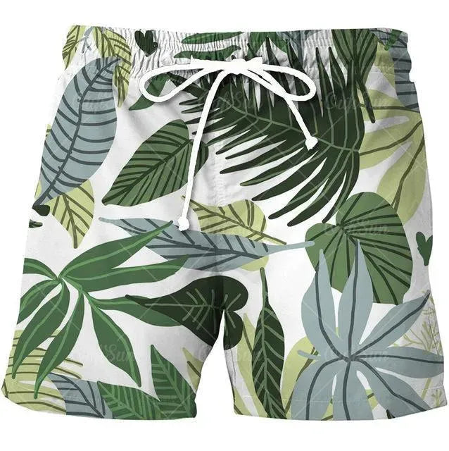 Men's Quick-Dry Tropical Beach Shorts - Lightweight & Comfortable Swim Trunks for Summer Vacation, Pool Party, and Outdoor Activities