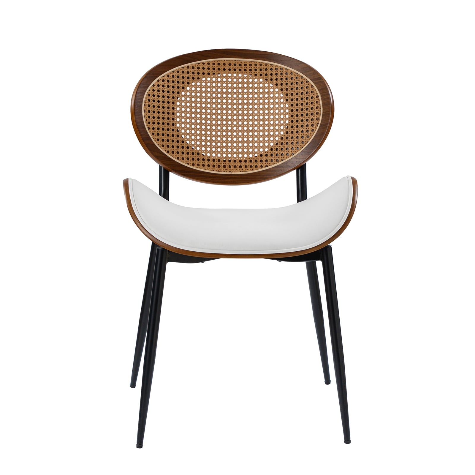 Flora Curved Wood Backrest Faux Leather Upholstered Dining Chair Cushion - Ergonomic Support for Kitchen, Restaurant & Office - Comfortable Seat Pad with Wooden Frame (Multiple Styles Available)