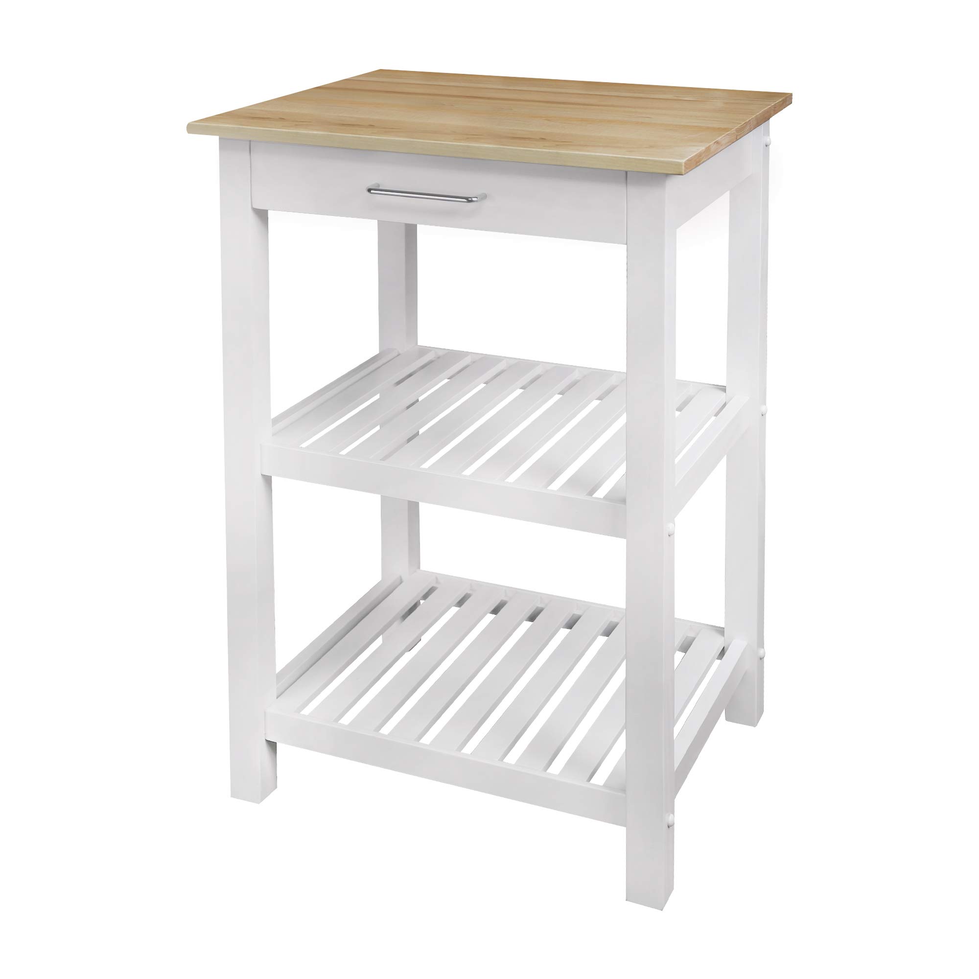American Trails Sunrise Kitchen Island with Natural Maple Top & White Base - Perfect for Farmhouse, Rustic & Modern Kitchens - Ideal for Extra Storage & Counter Space