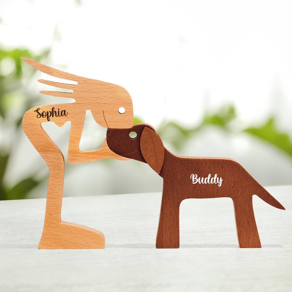 Personalized Wooden Dog Sculpture - Custom Pet Statue for Home Decor, Wood Carving Table Centerpiece, Unique Memorial Gift for Dog Lovers | Perfect for Housewarming, Pet Memorial & Living Room Decor