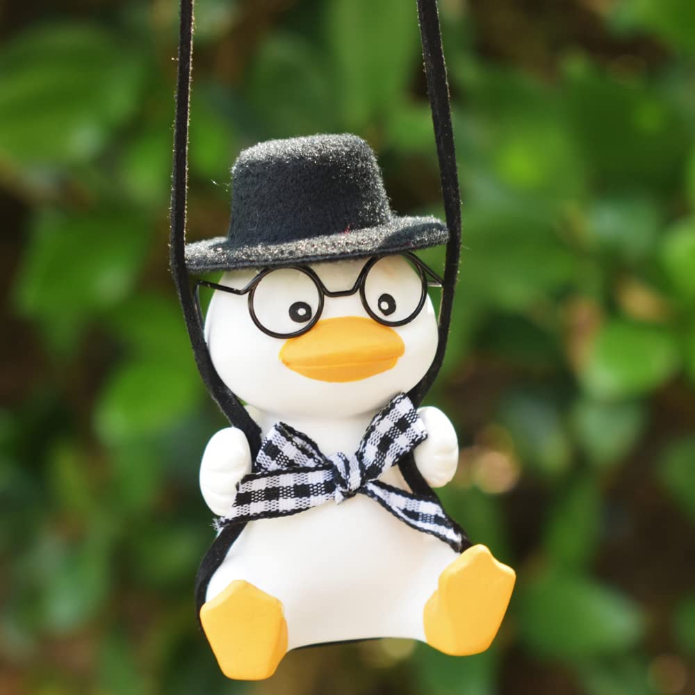 Cute Swing Duck Car Mirror Hanging Decor - Fun Interior Accessories for Rear View Mirror Charms & Pendants | Perfect for Car Decoration and Gifts