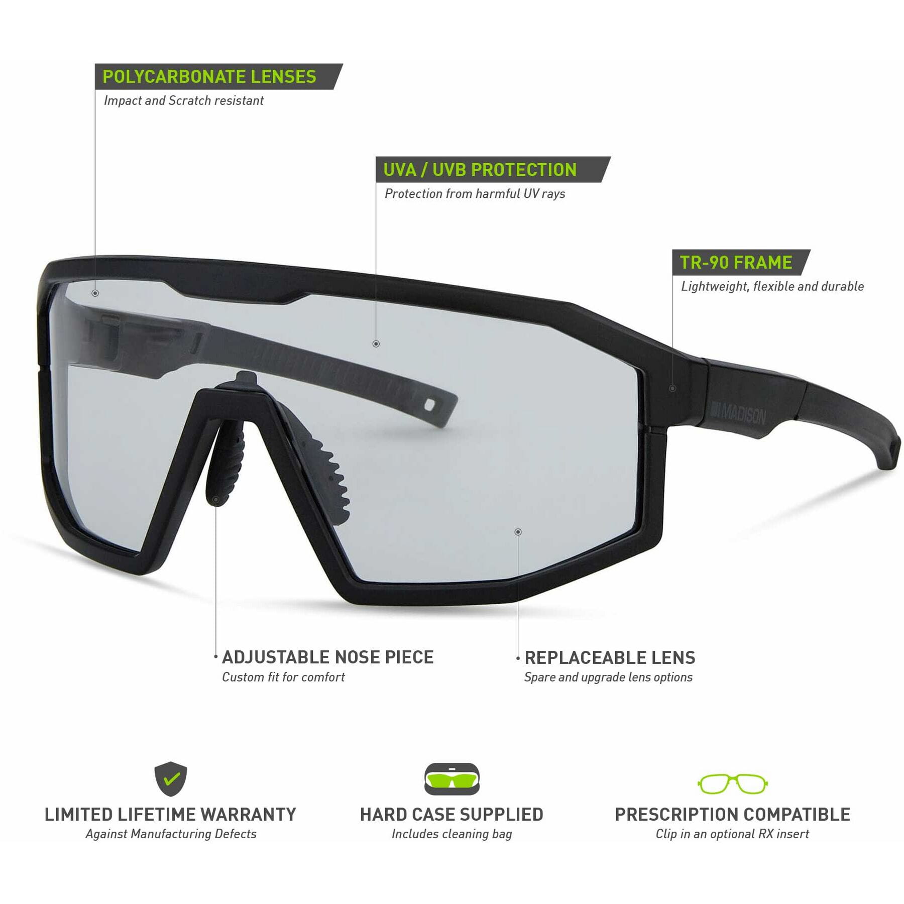 Madison Enigma Sunglasses for Women & Men - UV400 Protection, Polarized, Fashionable & Lightweight - Perfect for Driving, Beach, Outdoor Activities & Travel