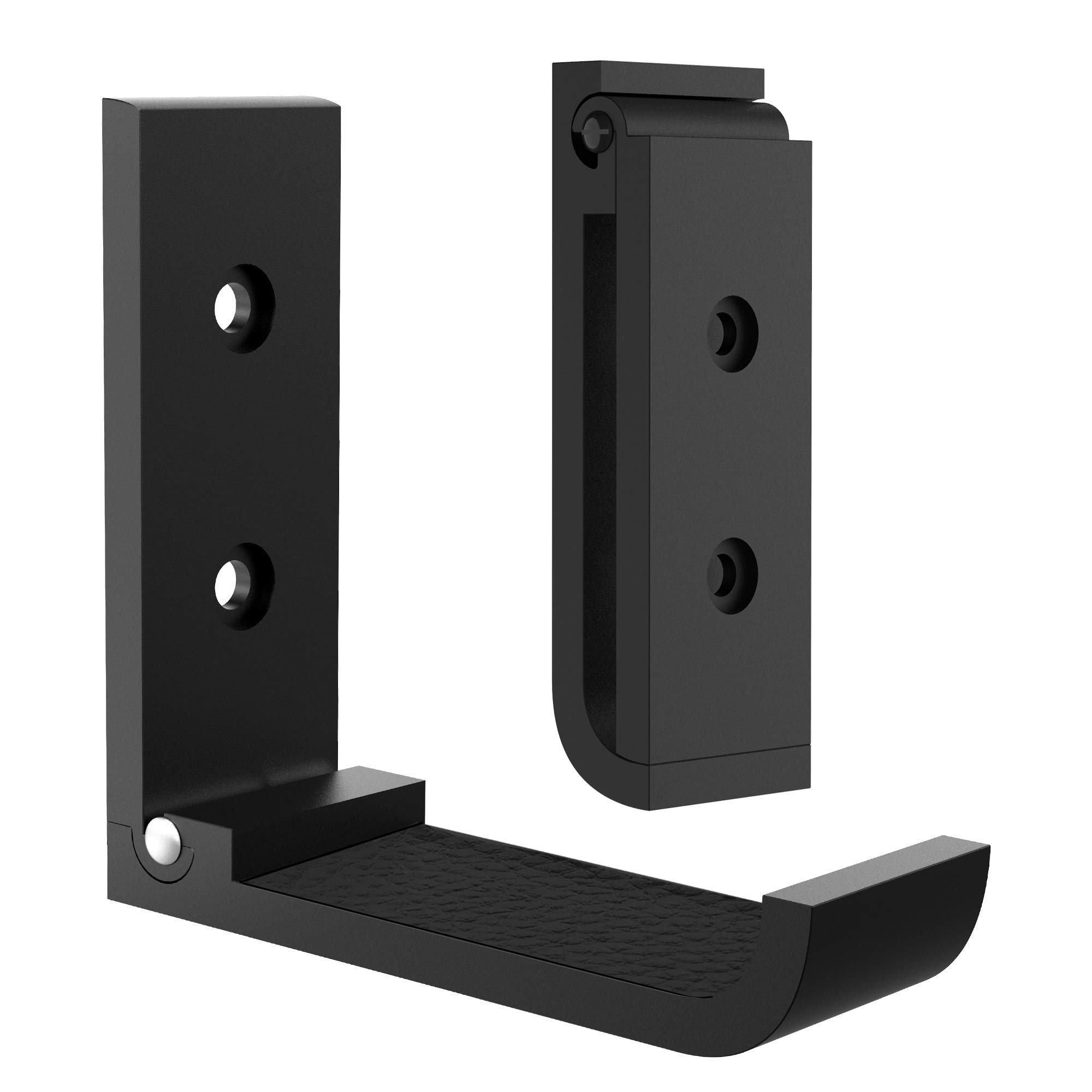 Geekria 2 Pack Foldable Aluminum Headphone Stand - Wall Mounted Universal Gaming Headset Holder with Protective Pad (Black) | Perfect for Home Office, Gaming Setup & Studio Organization