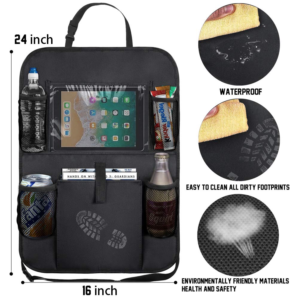 KNGUVTH Backseat Car Organizer & Kick Mats - 2 Pack Car Seat Back Protectors with 10