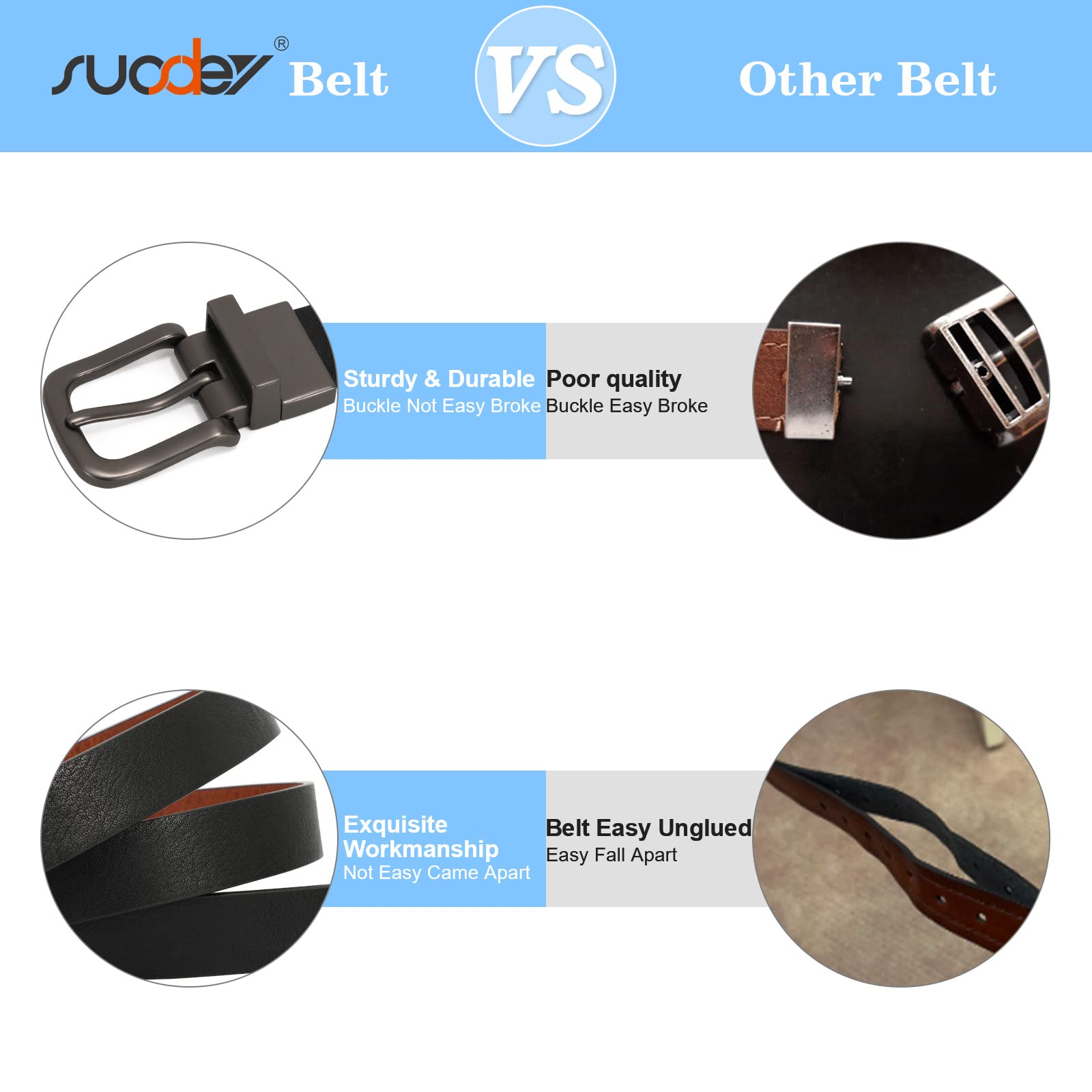 SUOSDEY Reversible Leather Belt for Boys - Adjustable Kids Belt for School Uniform, Jeans & Casual Wear - Classic Back to School Accessory for Children