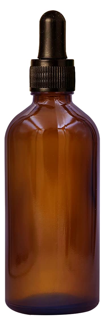 NSB Herbals 100ml Amber Round Empty Glass Bottle with Glass Dropper, Black Ring & Silicone Teat - Refillable Essential Oil, Perfume & Blend Container (Pack of 1) | Perfect for DIY Aromatherapy, Skincare & Natural Perfume Making