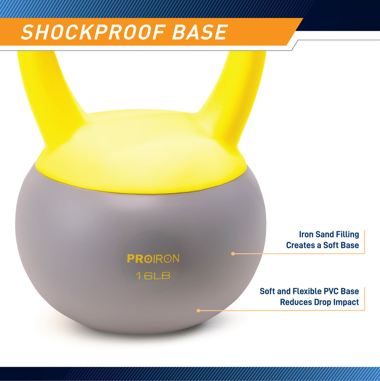 16lbs Soft Kettlebell with Iron Sand Fill - Non-Slip Handle for Home Gym & Strength Training - Perfect for HIIT, CrossFit & Functional Fitness Workouts | ProIron HL16L