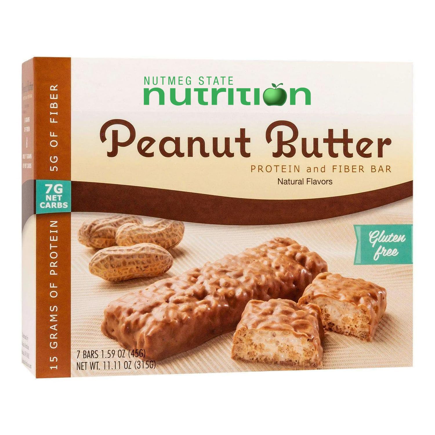 Nutmeg State Nutrition HealthyWise High Protein Divine Bars - 15g Protein, High Fiber, Keto & Ideal Protein Friendly, Gluten Free Peanut Butter Flavor (7 Bars) - Post Workout Snack, Weight Loss Support & Healthy Lifestyle - Perfect for Gym, Office & On-the-Go Nutrition