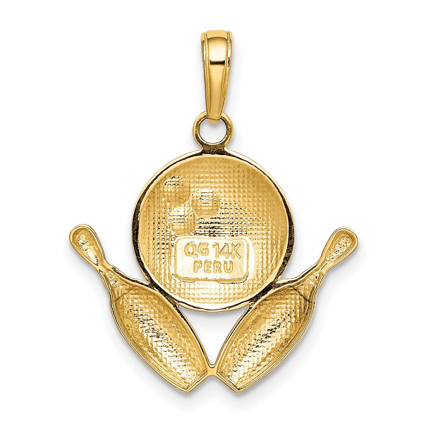 14K Yellow Gold Diamond-Cut Bowling Ball and Pins Charm Pendant - 21mm x 21mm - Perfect for Jewelry Making, Gifts, and Bowling Enthusiasts