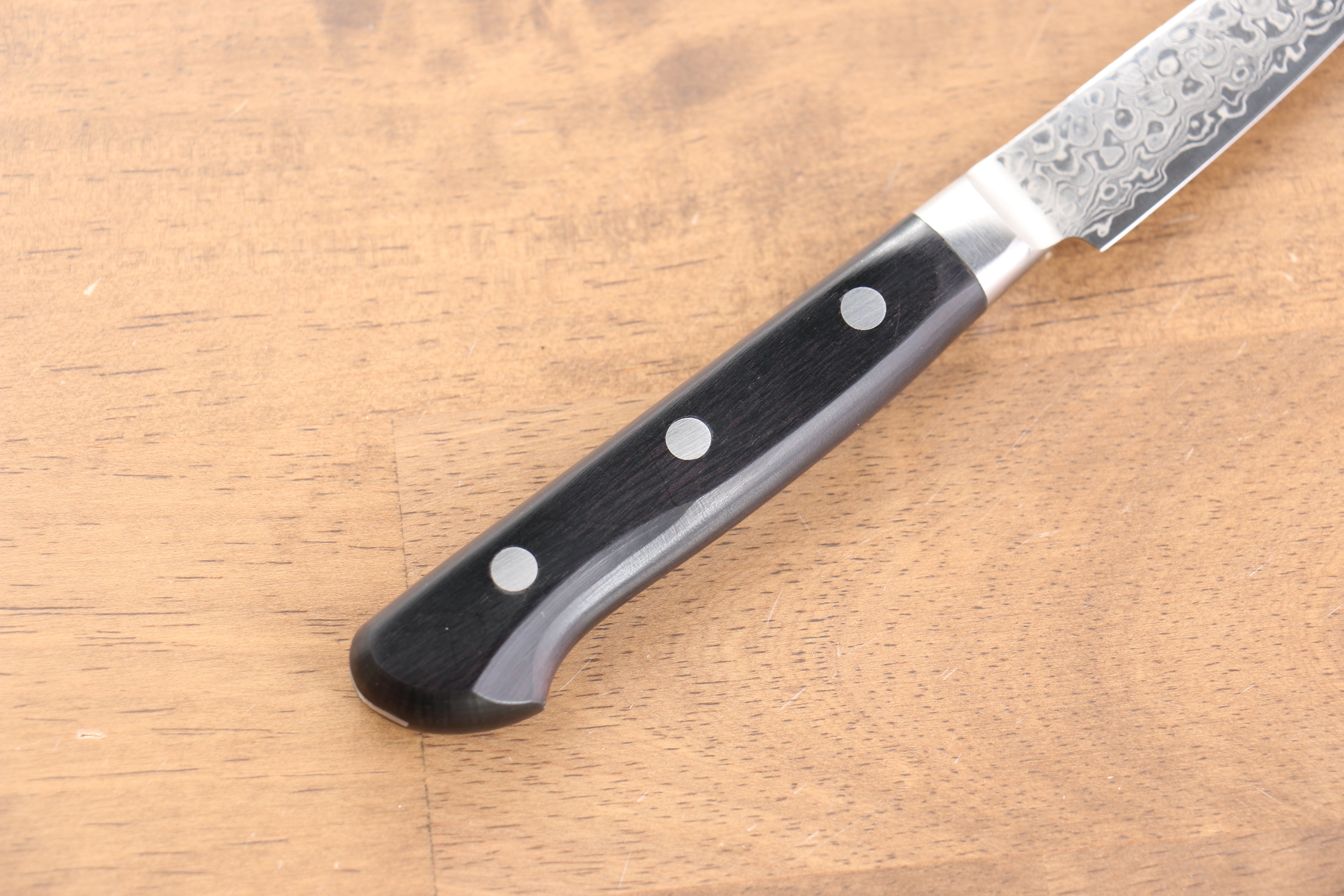 Seisuke Kagami AUS10 Damascus Petty Knife 80mm - Mirrored Finish, Black Pakkawood Handle - Perfect for Slicing, Peeling & Precision Kitchen Tasks