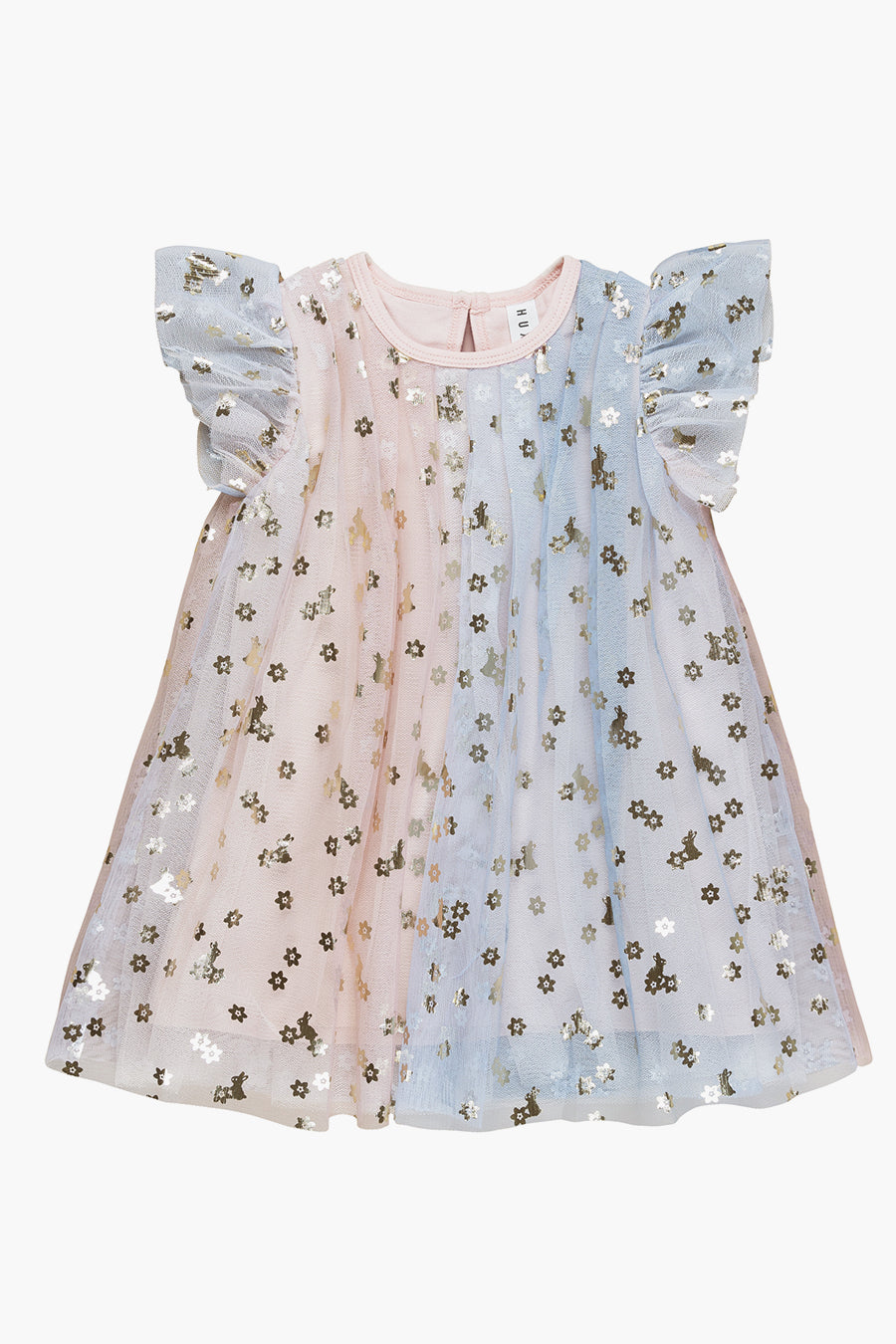 Huxbaby Girls Rainbow Bunnies Dress - Cute Bunny Print Summer Dress for Toddler & Kids - Perfect for Birthday Parties, Easter Outfits & Playdates