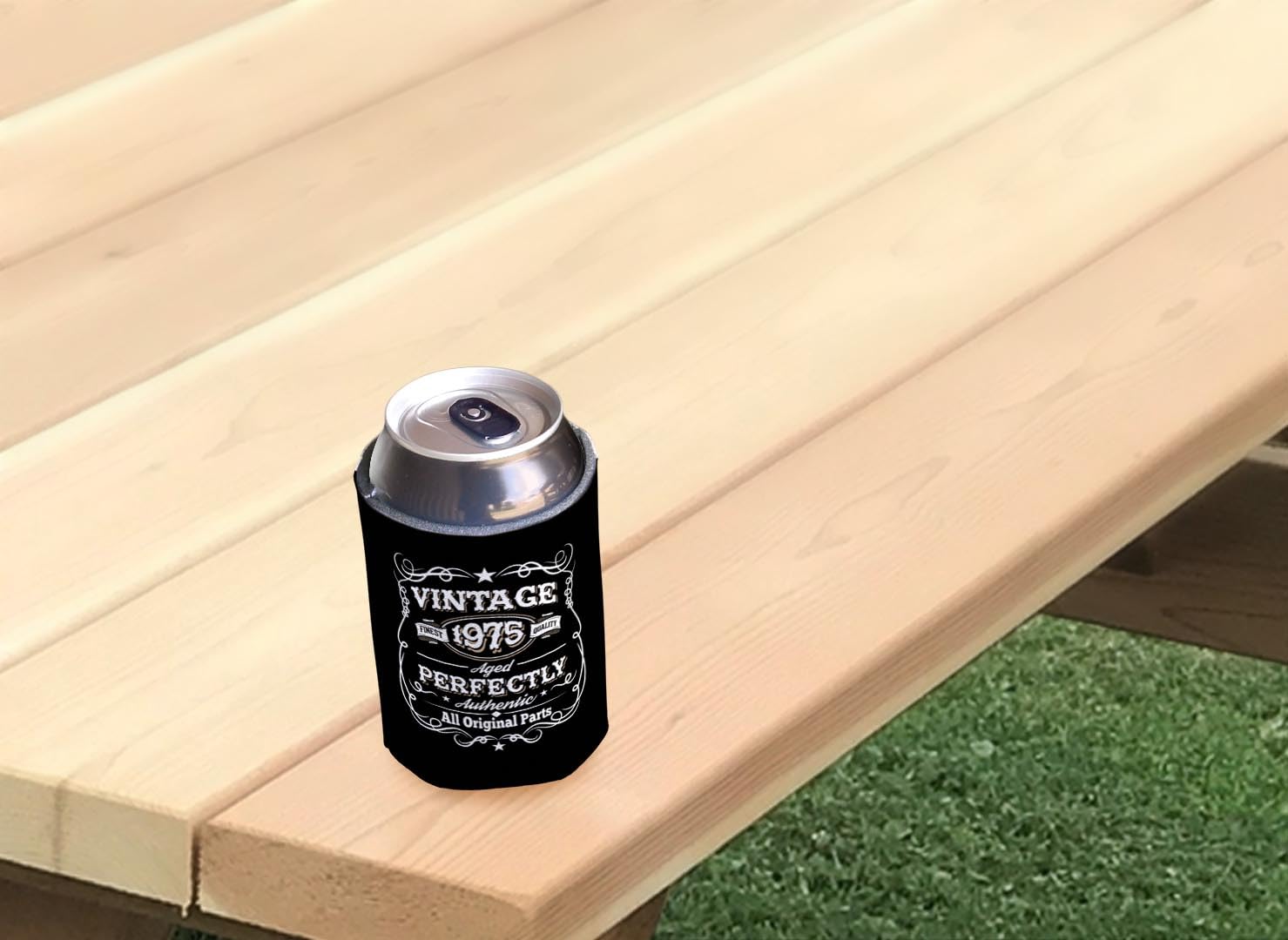 1975 Vintage 48-Pack Black Can Coolers - Original Design Drink Sleeves for 50th Birthday Gifts, Parties, BBQs & Outdoor Events