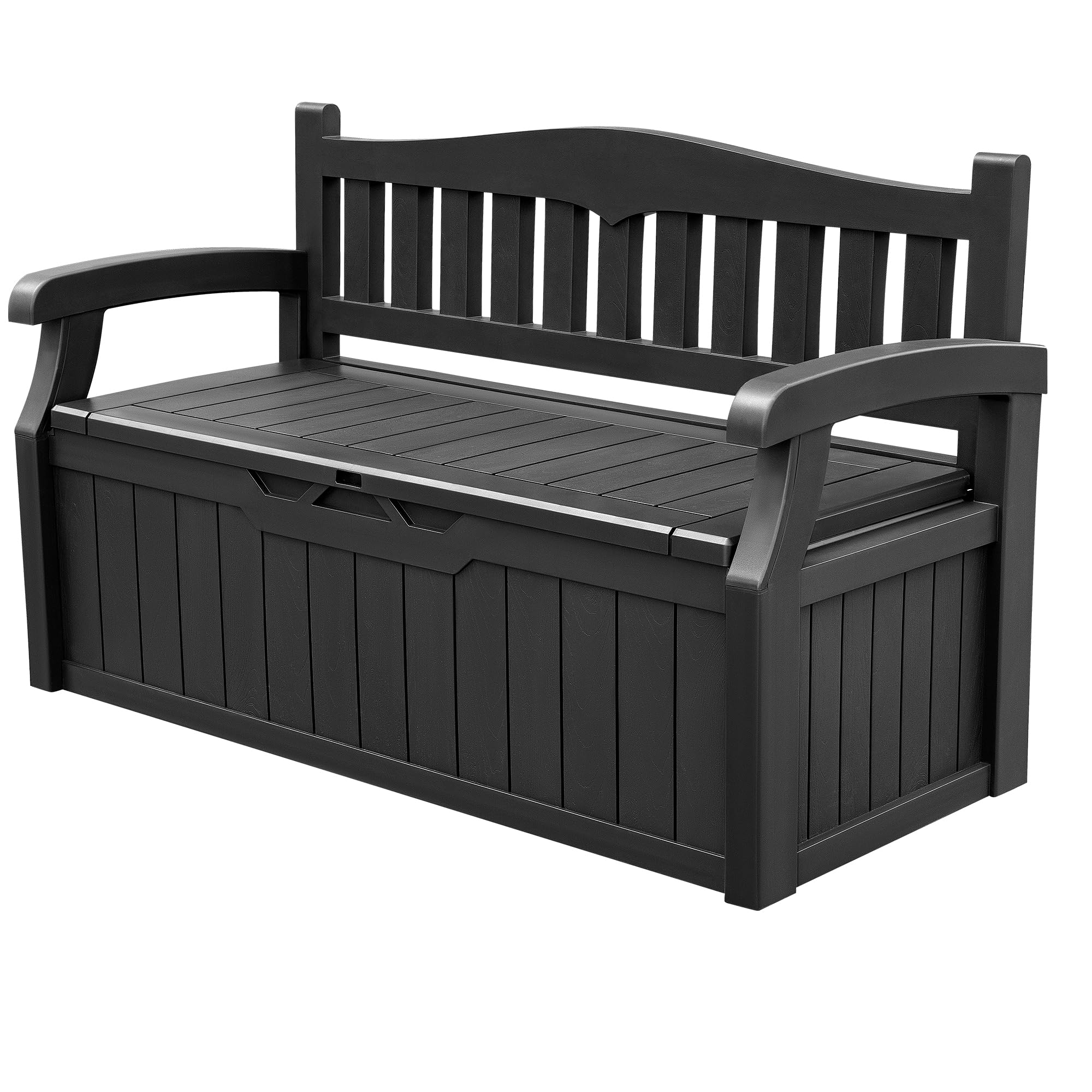 Devoko 80 Gallon Lockable Storage Bench Deck Box - Waterproof Outdoor Furniture for Patio, Garden & Pool Area - Perfect for Cushions, Garden Tools & Pool Supplies Storage (Black) | Ideal for Backyard, Deck & Outdoor Seating Organization