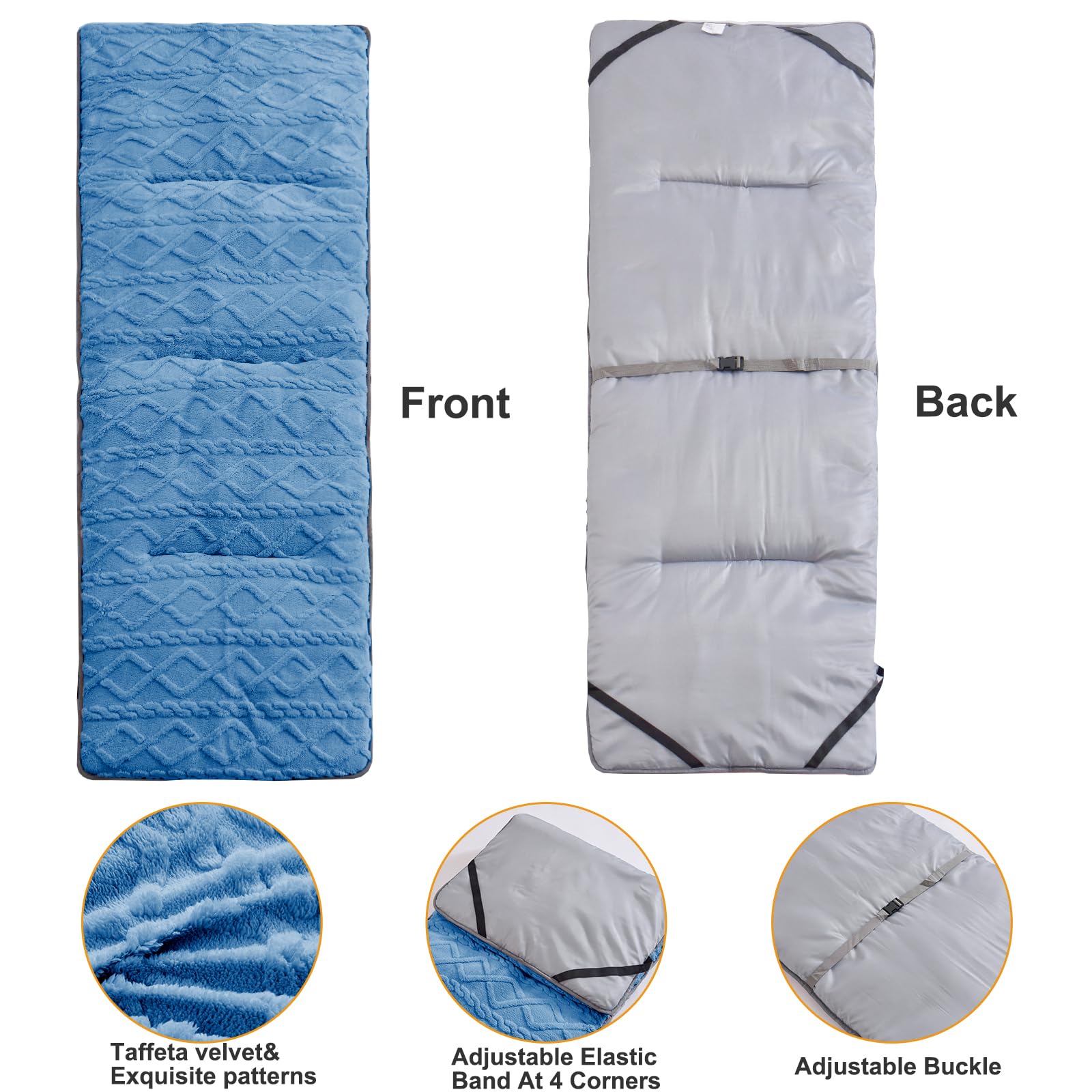 **Thick Camping Cot Mattress with Elastic Straps - 75