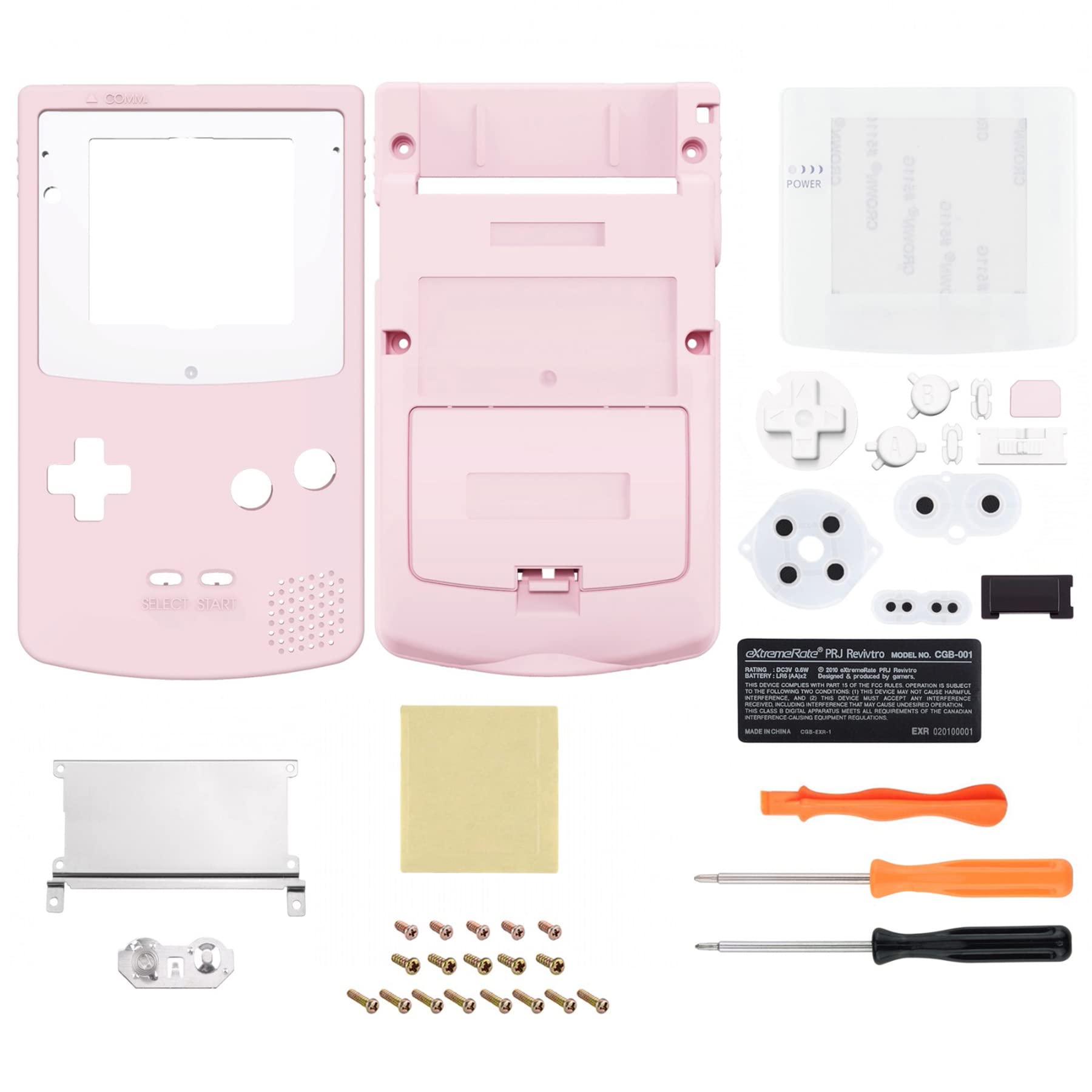 eXtremeRate Cherry Blossom Pink Gameboy Color Replacement Shell with White Screen Lens - Compatible with OSD IPS, Regular IPS & Standard LCD Screens - Perfect for Gaming Enthusiasts & Retro Console Collectors - Ideal for Home Gaming, Travel & Display Collections