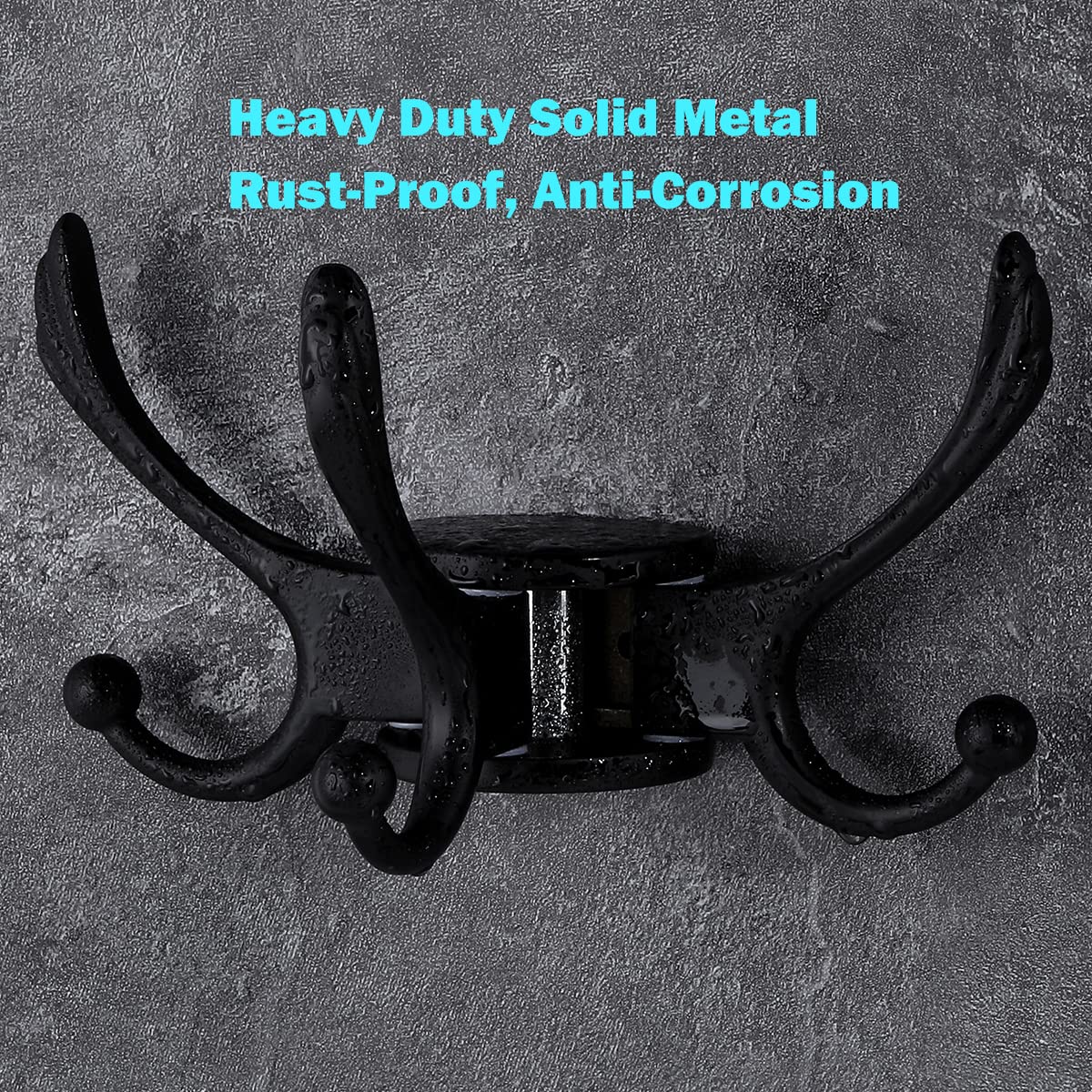 Heavy Duty Swivel Coat Hook - Wall Mount for RV, Bathroom & Kitchen - Matt Black - Space Saving Solution