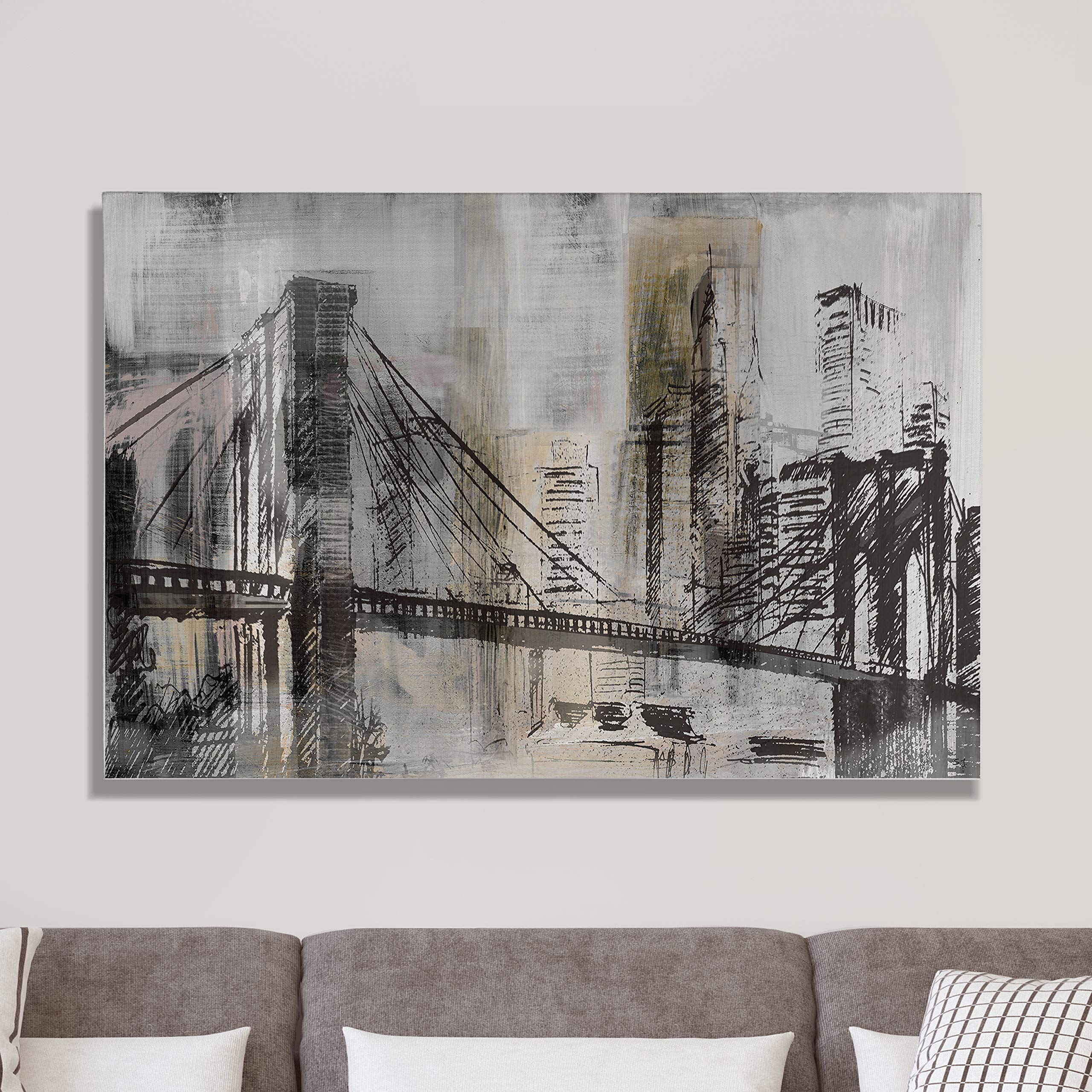 Modern Abstract Brooklyn Bridge Canvas Wall Art - 8