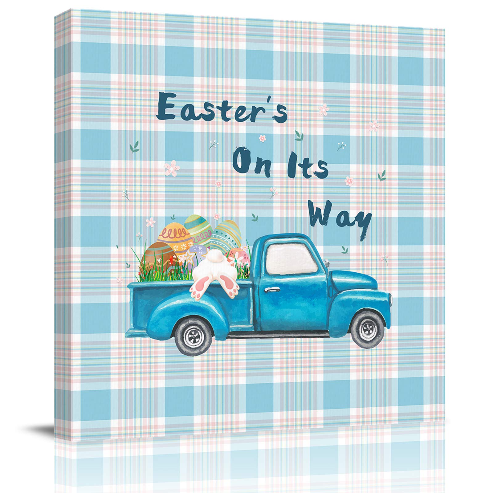 Farmhouse Easter Bunny Butt Canvas Art - 24x24 Inch Wall Decor for Living Room, Bedroom & Nursery - Spring Home Decor for Easter Celebrations & Farmhouse Style