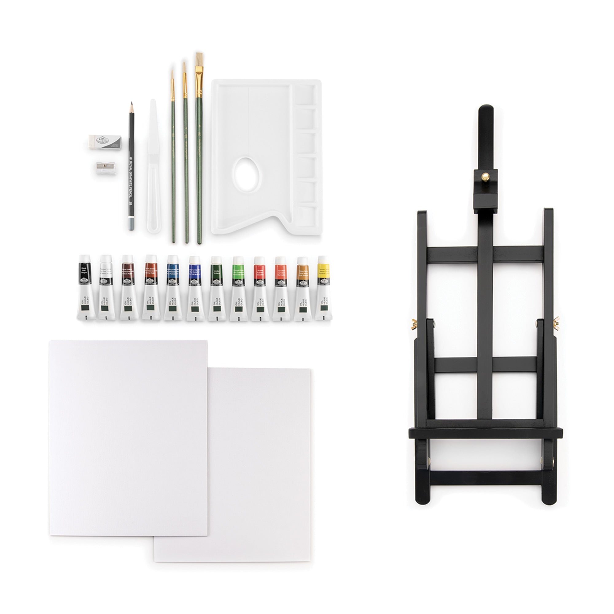 Professional 23-Piece Black Series Oil Painting Easel Kit - Adjustable Wooden Artist Easel with Canvas & Accessories for Studio, Classroom & Outdoor Painting