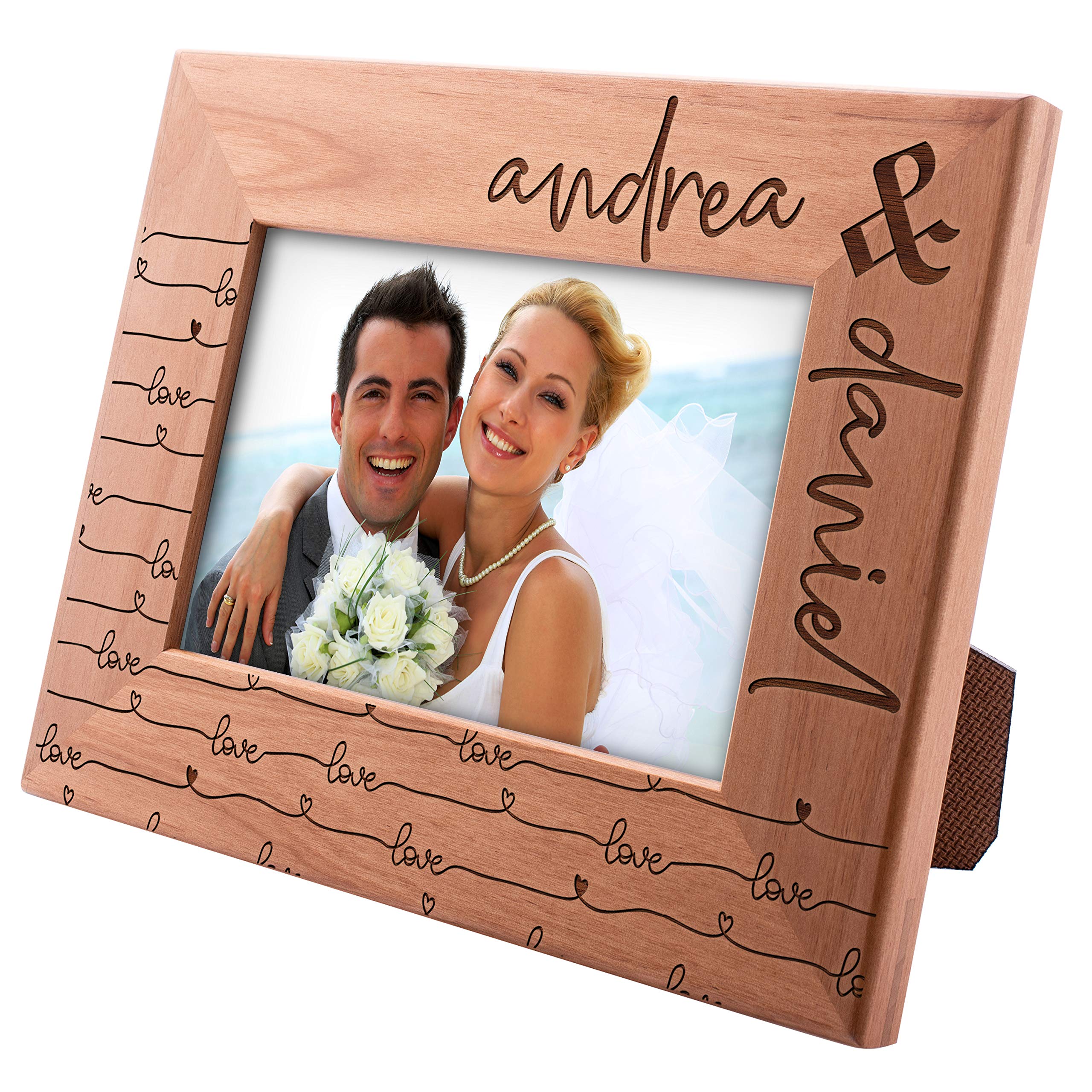 Personalized Wedding Picture Frame with Name and Date - 4x6 Custom Photo Frame for Couples | Valentine's Day, Engagement & Anniversary Gifts for Her | Perfect for Home Decor, Wedding Reception Display & Romantic Keepsakes