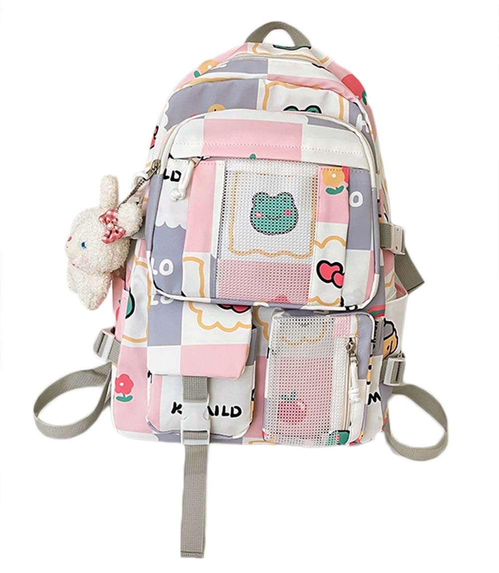 Kawaii Cute Aesthetic Backpack for School - Japanese Style Purple Backpack with Accessories | Perfect for School, Travel & Anime Cosplay
