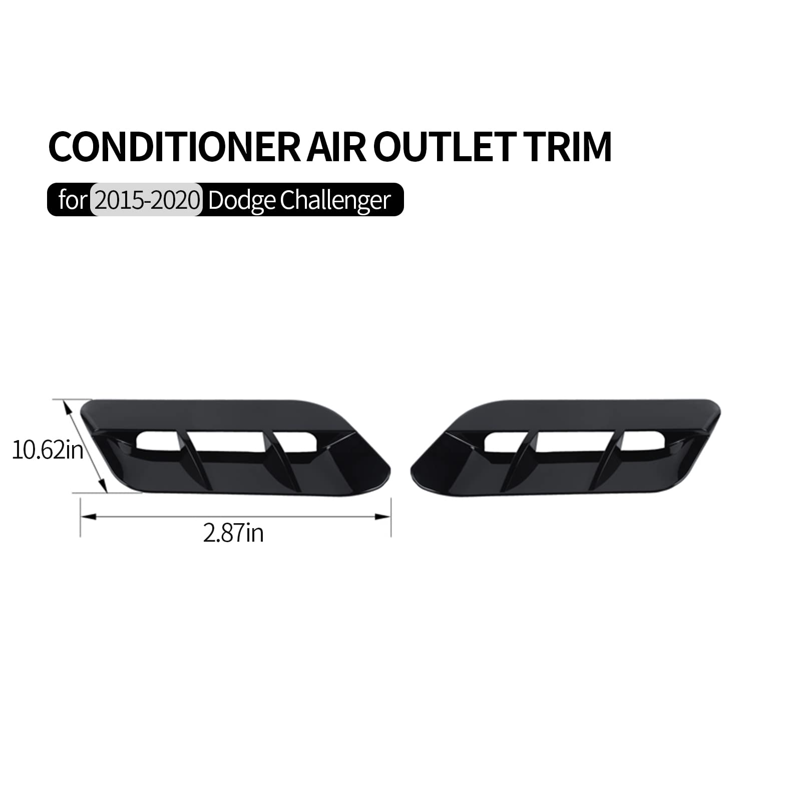 2015-2022 Dodge Challenger Hood Air Conditioner Vent Trim - ABS Black 2pcs Replacement Accessories for Improved Cooling & Style | Perfect for Summer Driving & Car Shows