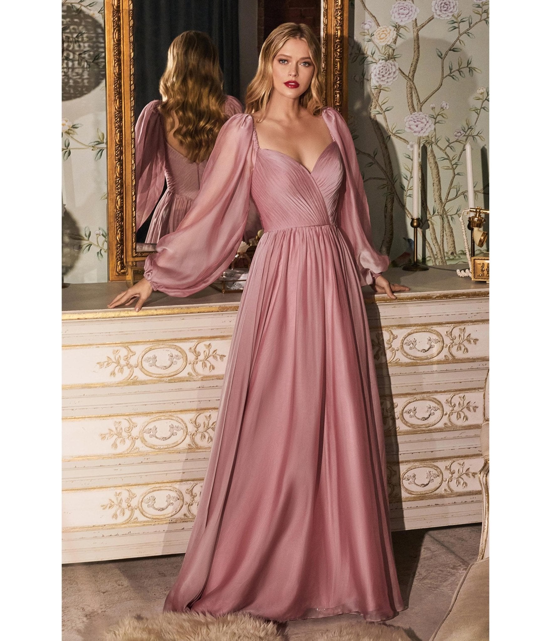 Ladivine by Cinderella Divine Petal Blush Chiffon Sweetheart Bridesmaid Dress | Elegant Goddess Gown for Weddings, Prom & Formal Events