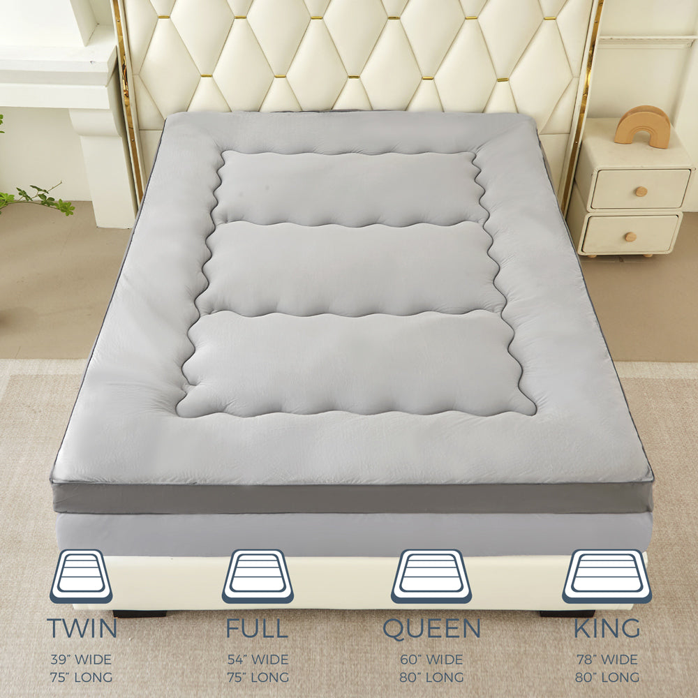 MAXYOYO Extra Thick Cooling Mattress Topper - 8-21 Inch Deep Pocket Queen Size - Breathable Grey Memory Foam Bed Topper for Hot Sleepers - Perfect for Summer Nights & Guest Rooms