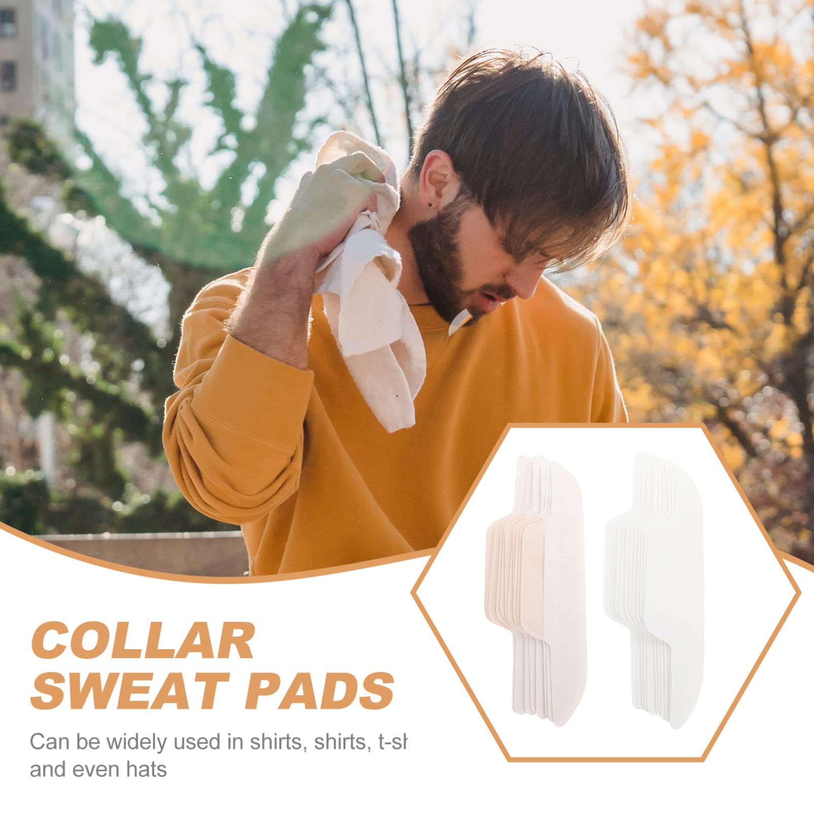 GALPADA 24pcs Hat Sweat Pads - Brim & Collar Liners for Men & Women, Moisture-Wicking Hat Protector Liner, Reusable Sweat Absorbing Pads for Baseball Caps, Sun Hats & Work Uniforms - Stay Cool & Dry All Day
