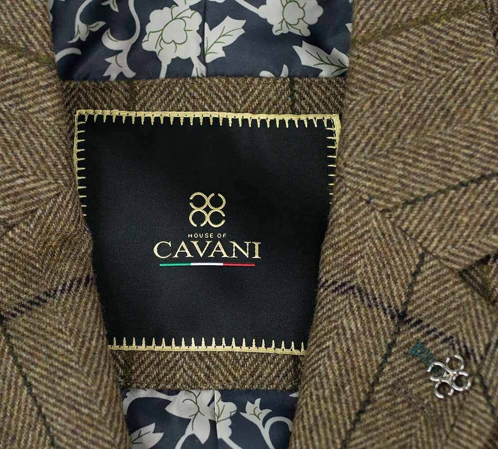 Sergio Cavani Men's Brown Tweed Jacket Slim Fit - Stylish Blazer for Work, Office, and Formal Events